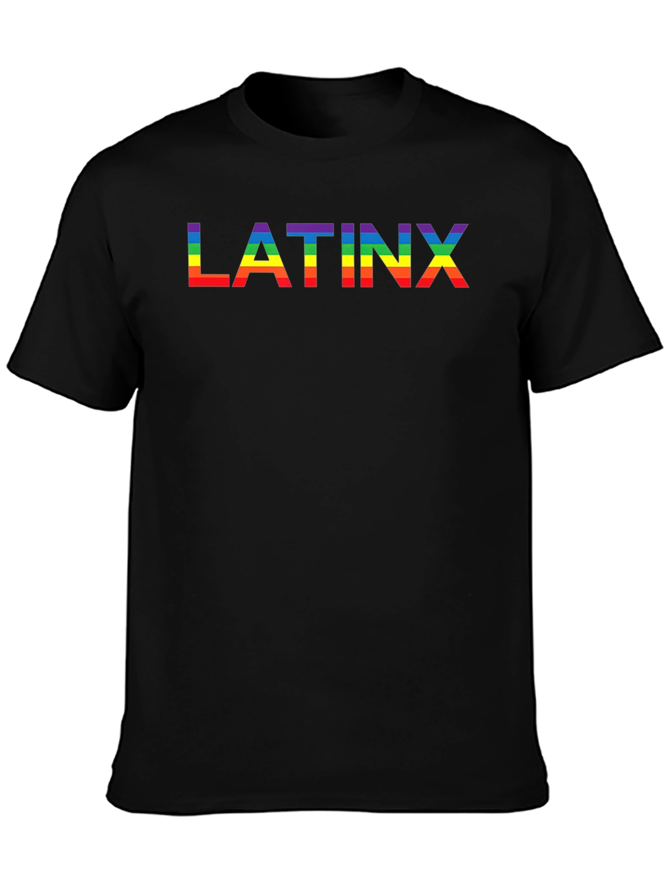 Latinx Pride Rainbow Tee - Black Cotton T-Shirt