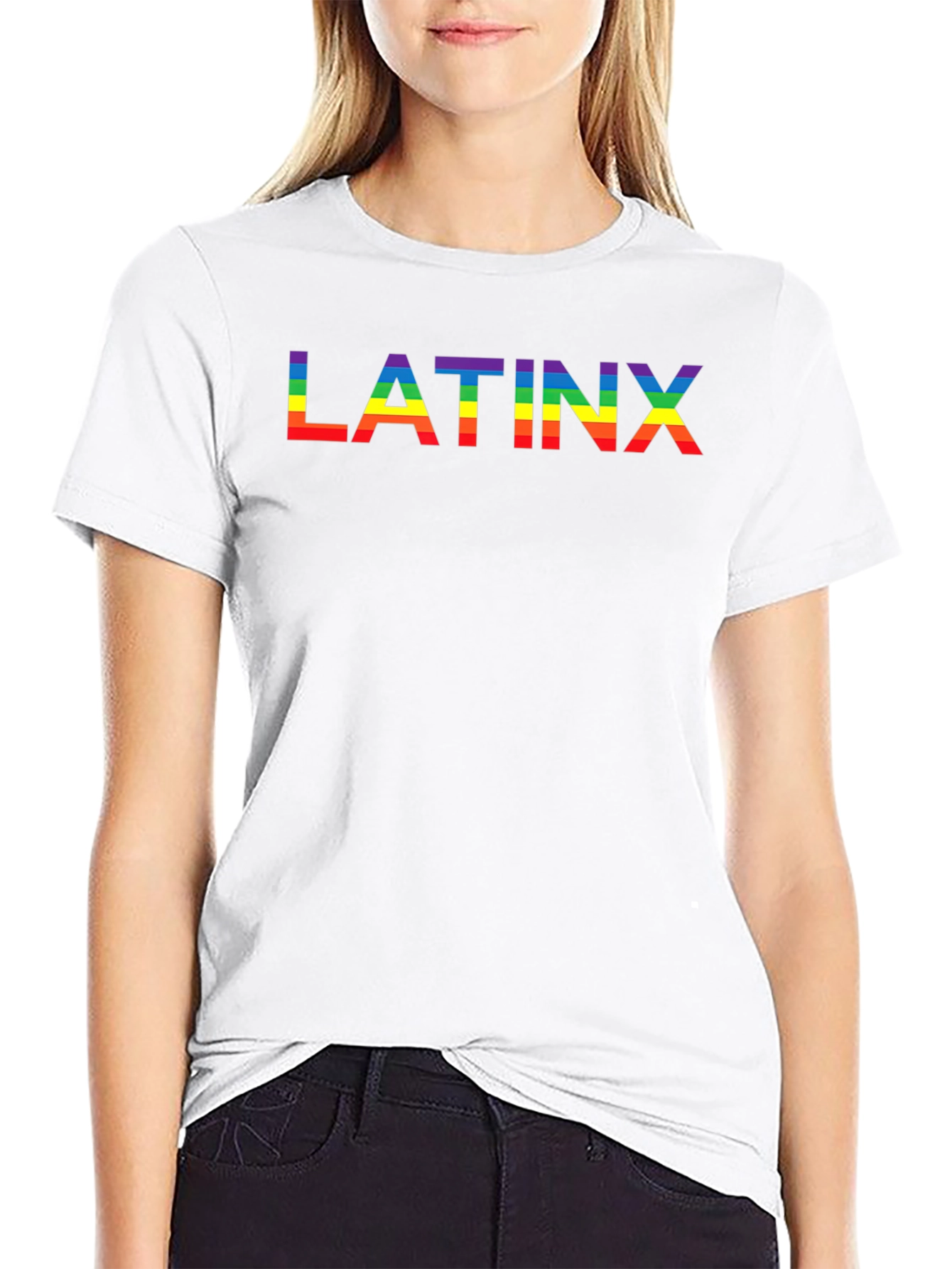 Latinx Pride Rainbow Tee - Black Cotton T-Shirt