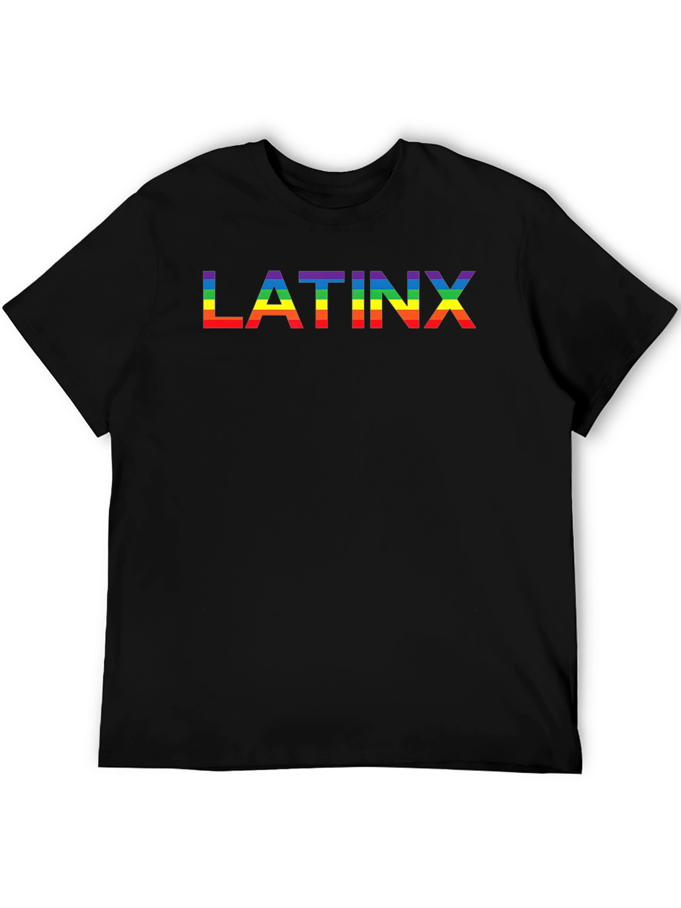Latinx Pride Rainbow Tee - Black Cotton T-Shirt