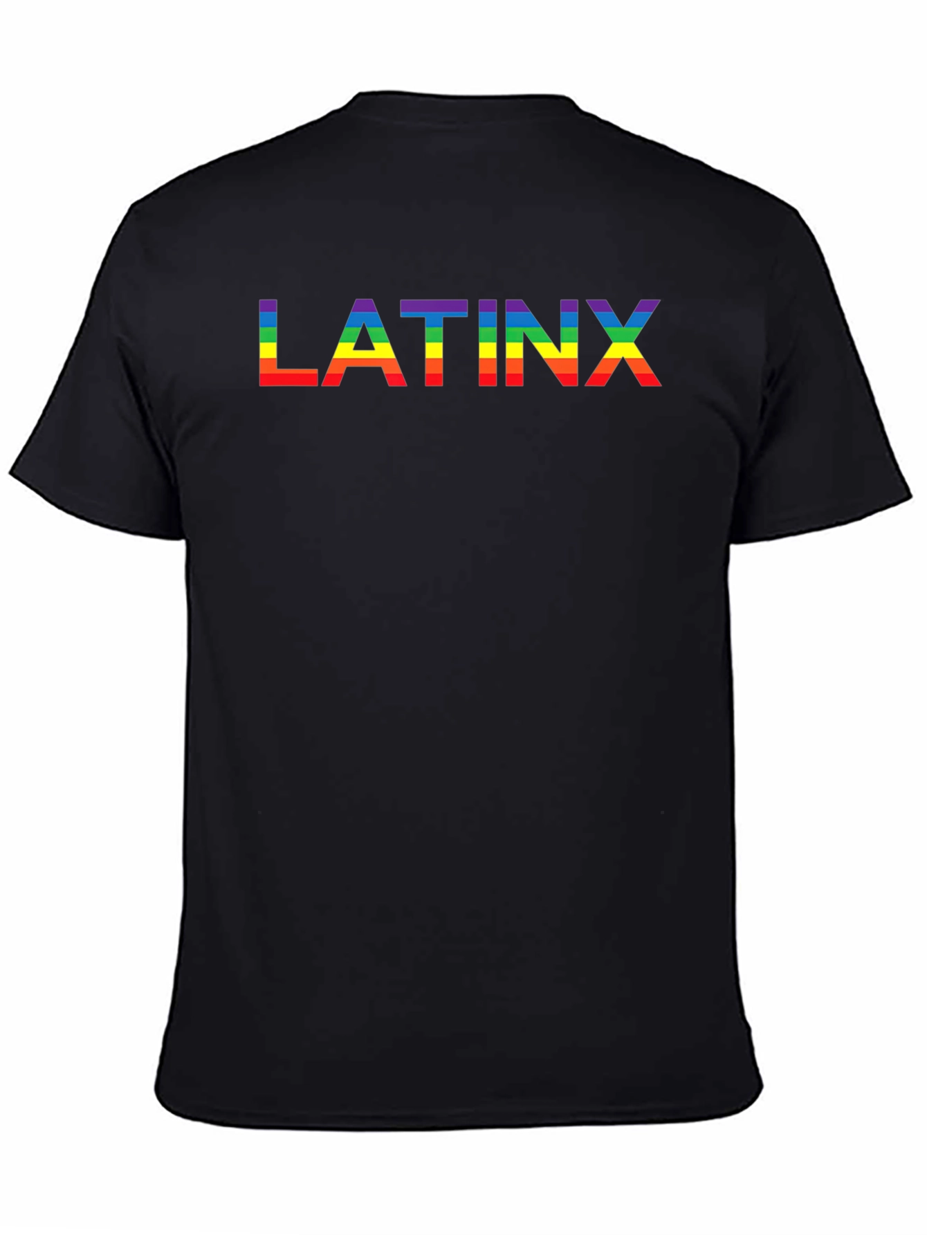 Latinx Pride Rainbow Tee - Black Cotton T-Shirt