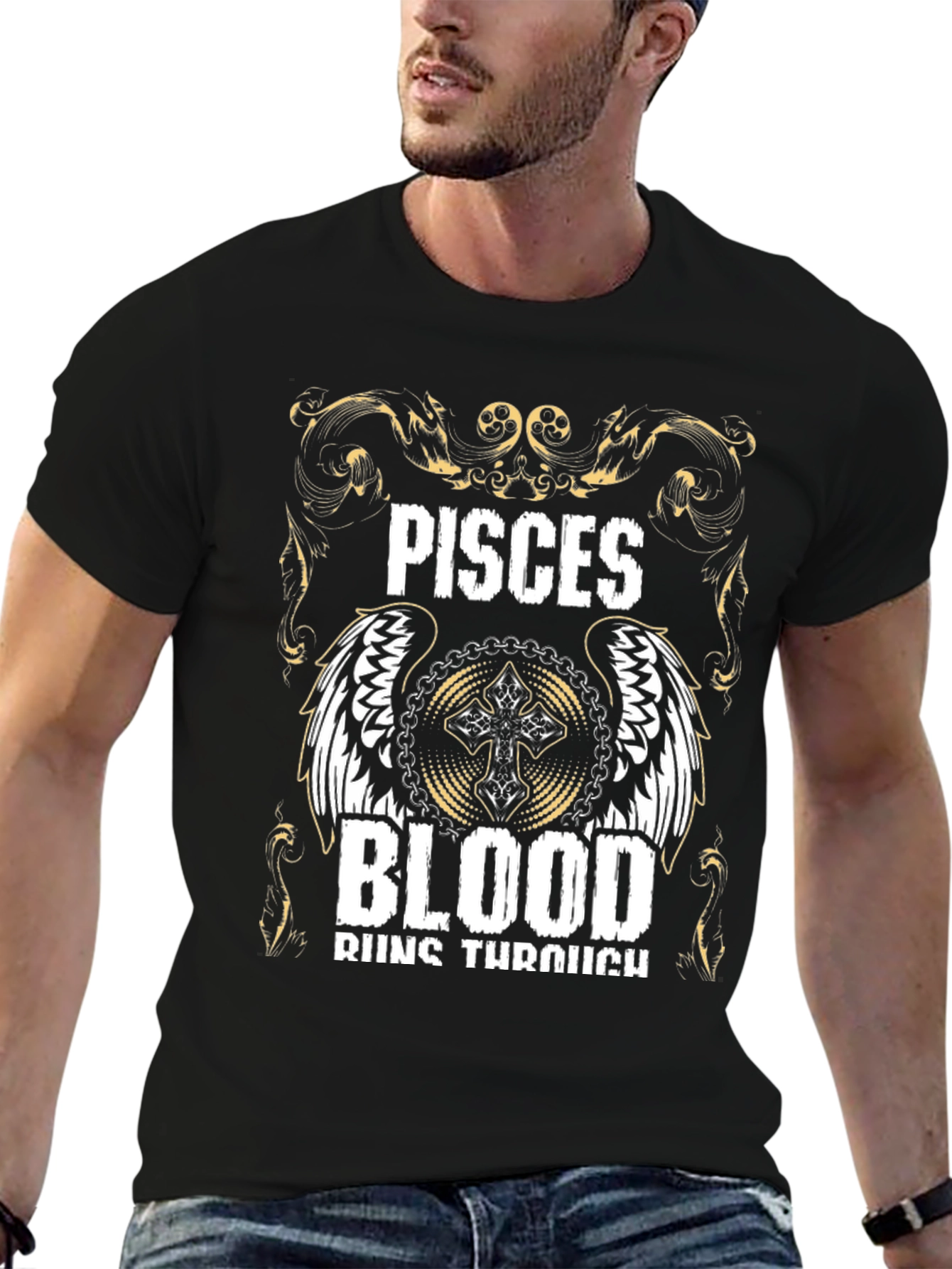 Pisces Blood Runs Through T-Shirt - Zodiac Graphic Tee