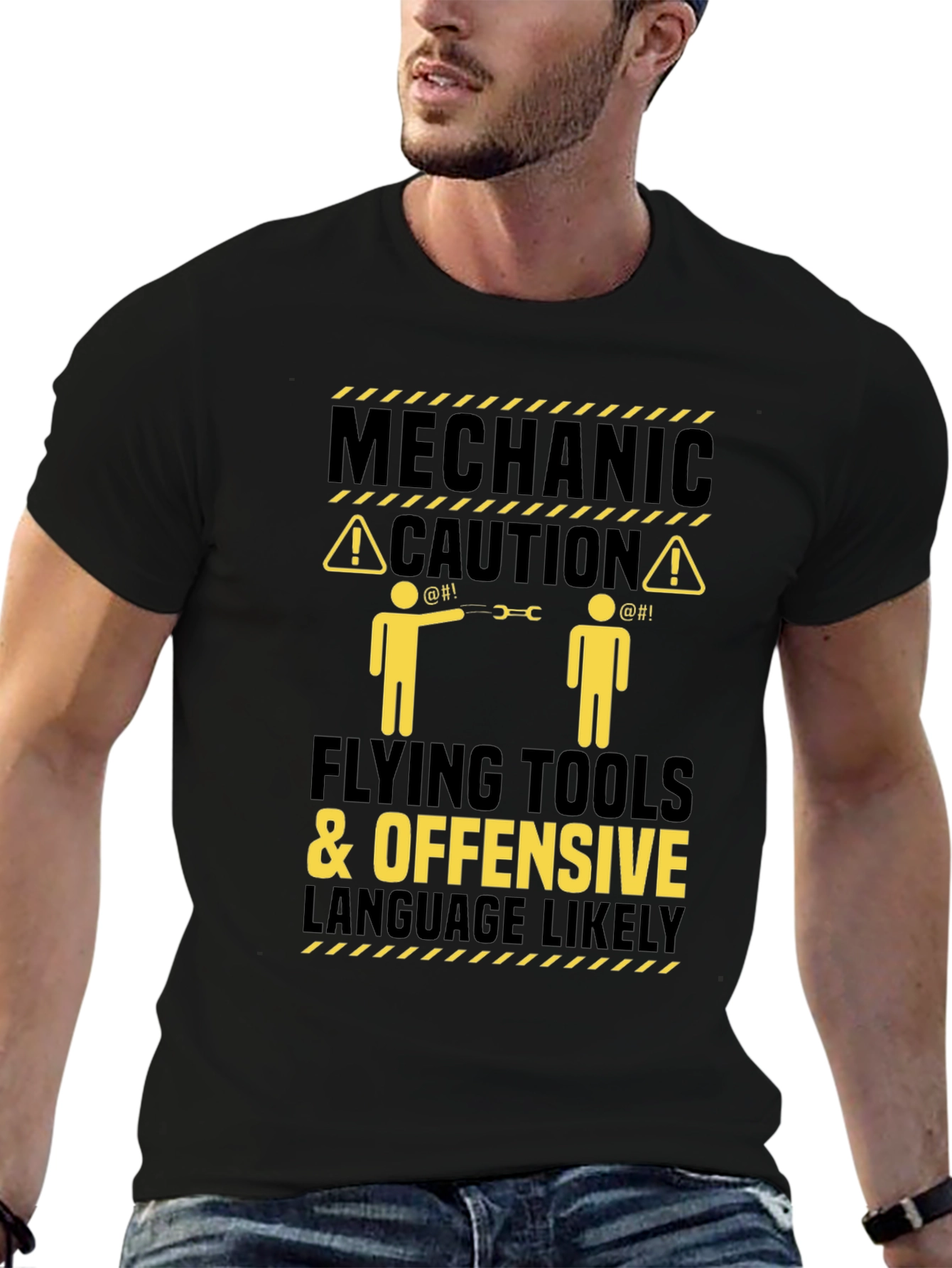 Mechanic Caution Funny Graphic T-Shirt