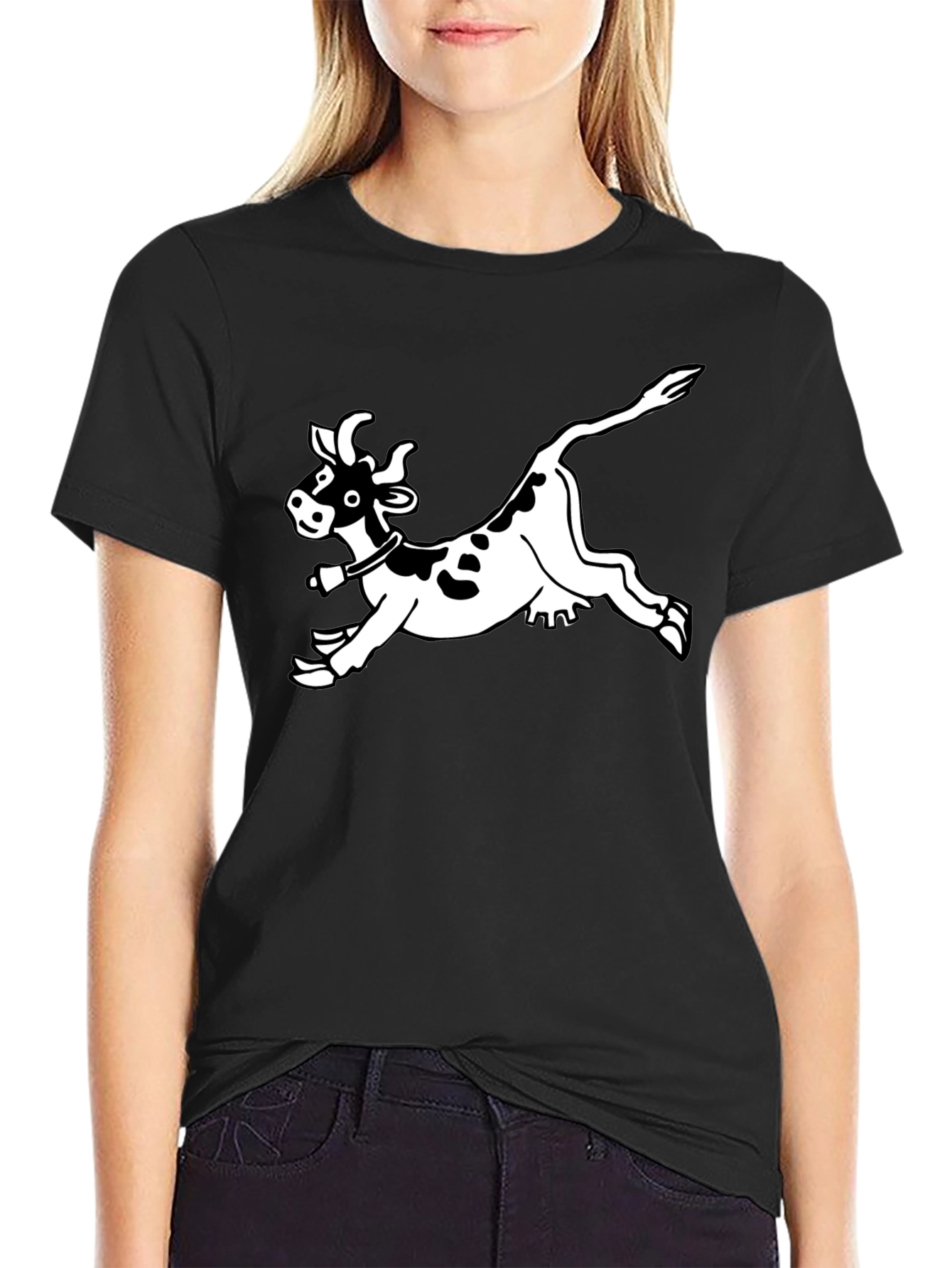 Funny Cow Graphic Black T-Shirt