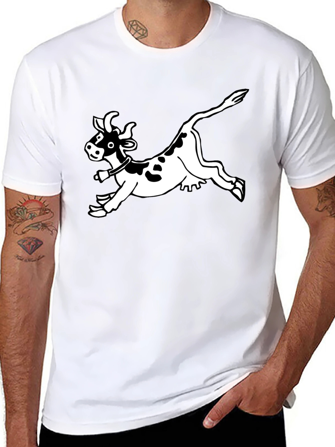 Funny Cow Graphic Black T-Shirt