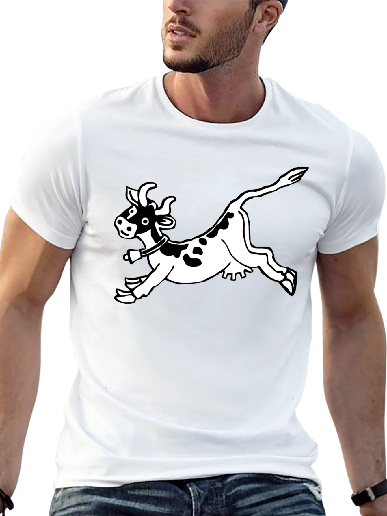 Funny Cow Graphic Black T-Shirt