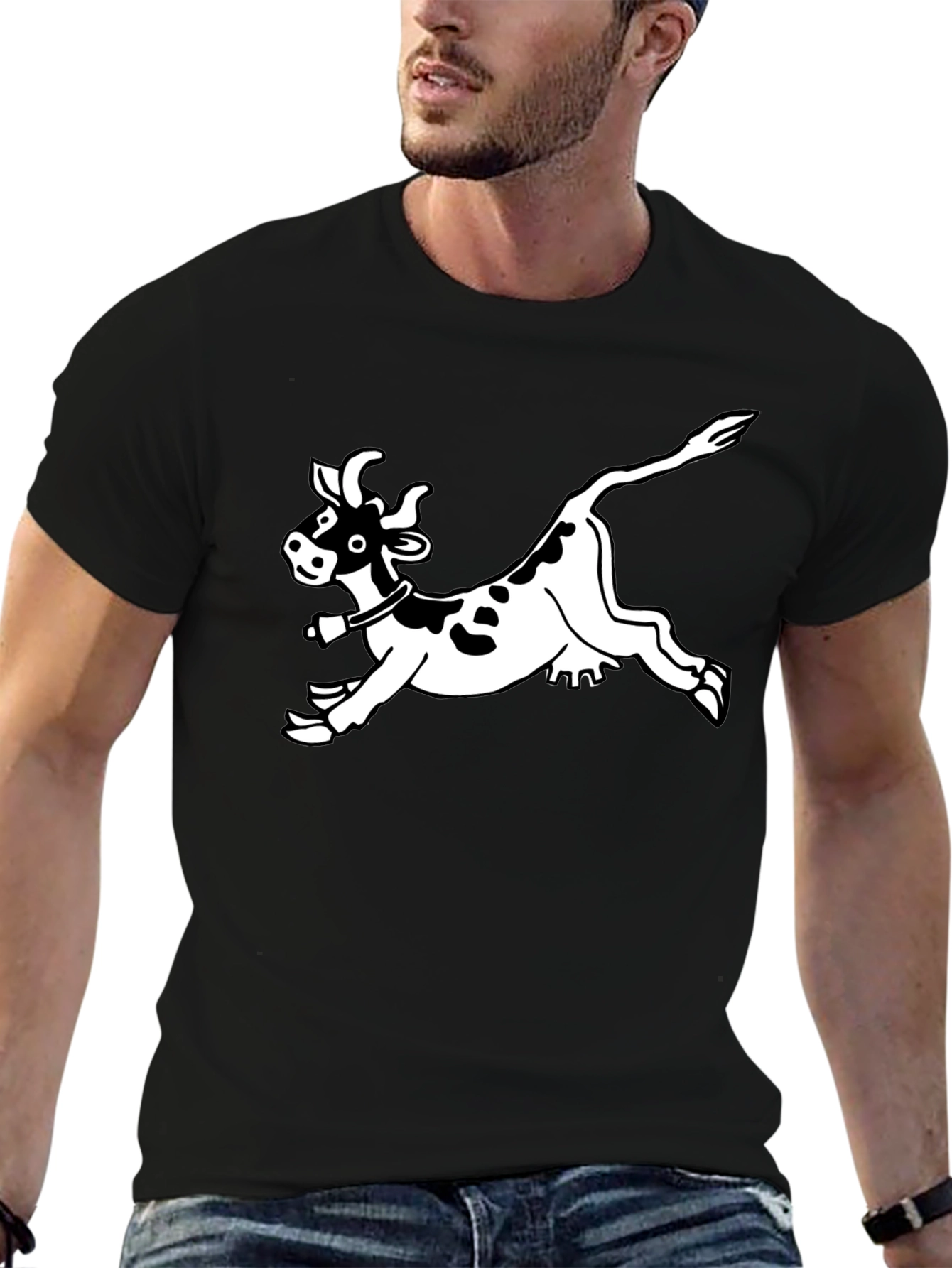 Funny Cow Graphic Black T-Shirt