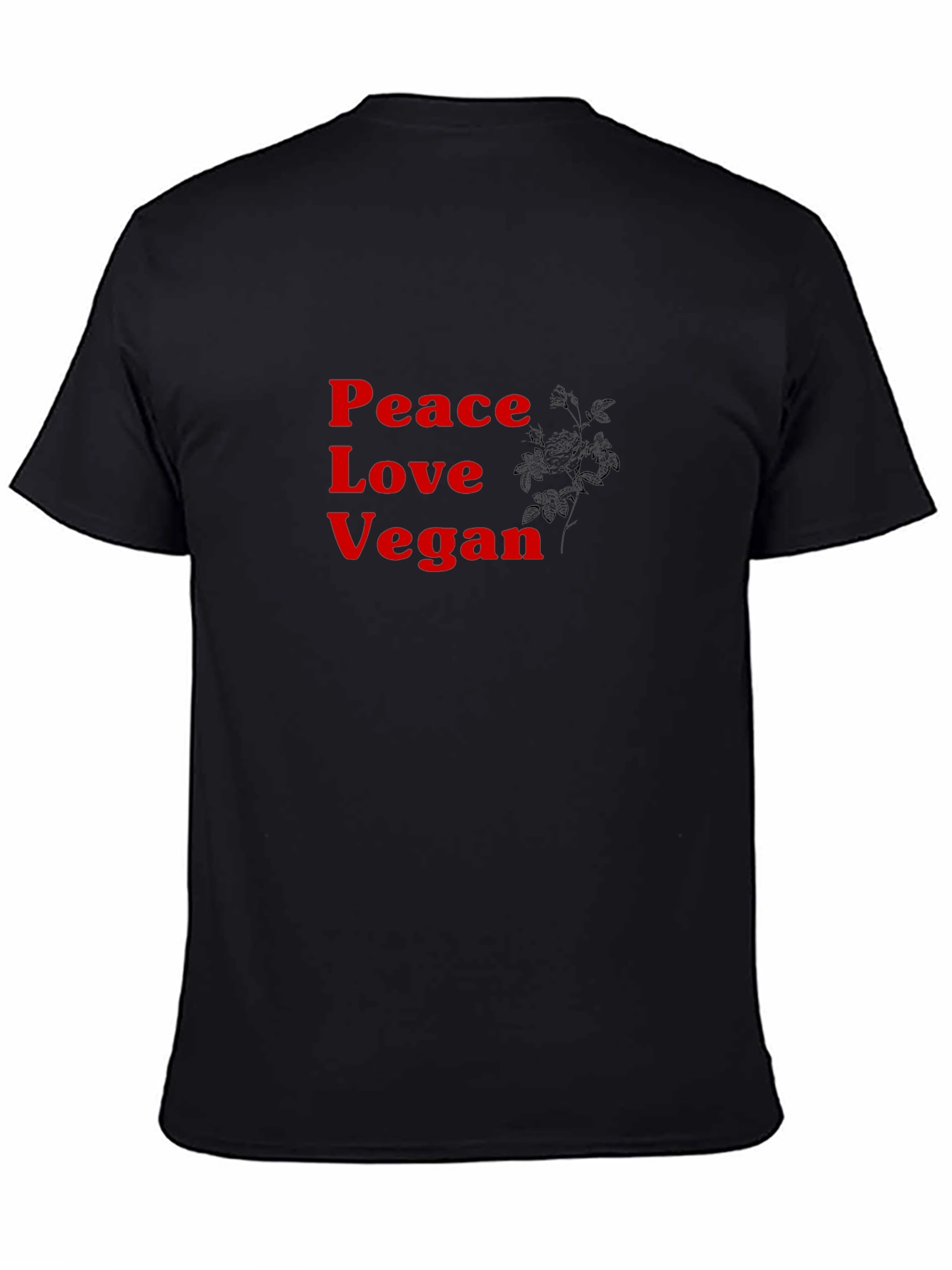 Peace Love Vegan Black T-Shirt