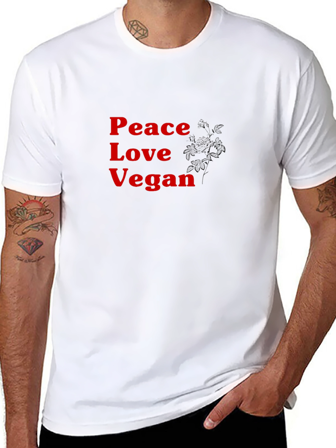 Peace Love Vegan Black T-Shirt