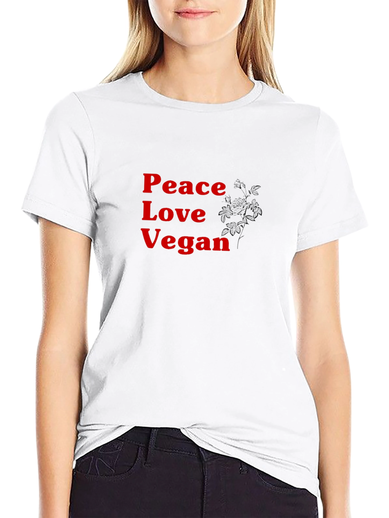 Peace Love Vegan Black T-Shirt