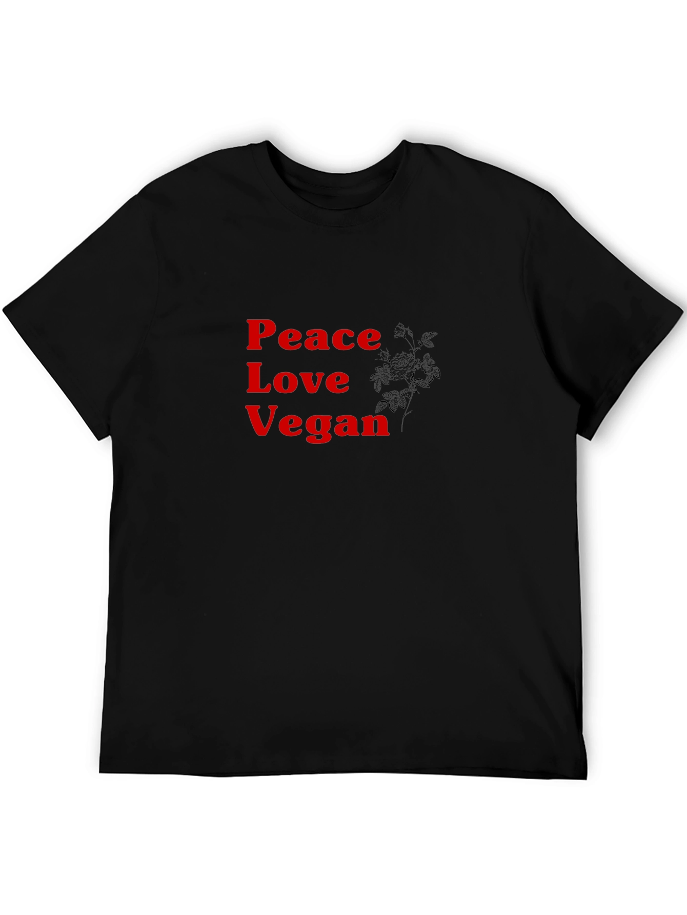 Peace Love Vegan Black T-Shirt