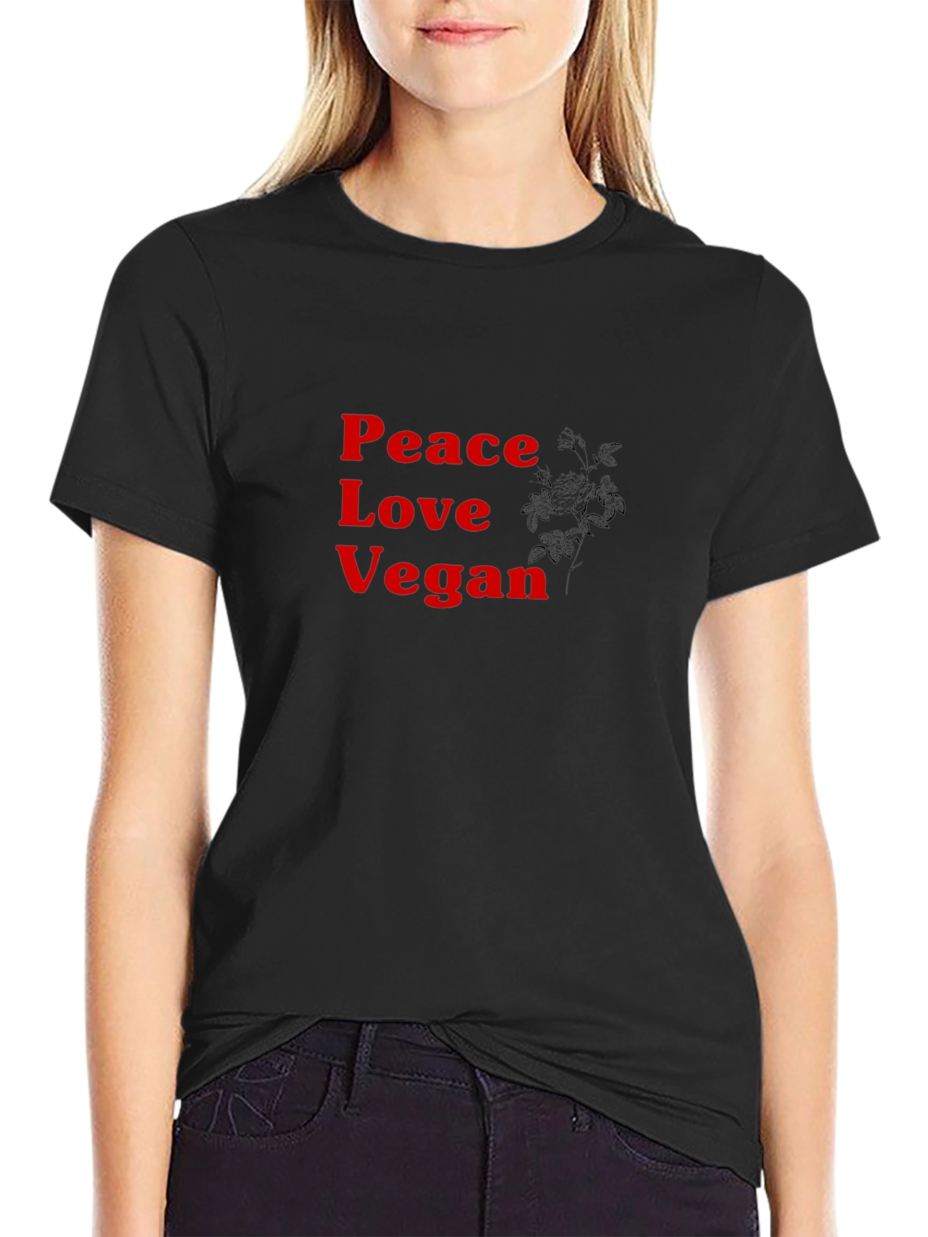 Peace Love Vegan Black T-Shirt