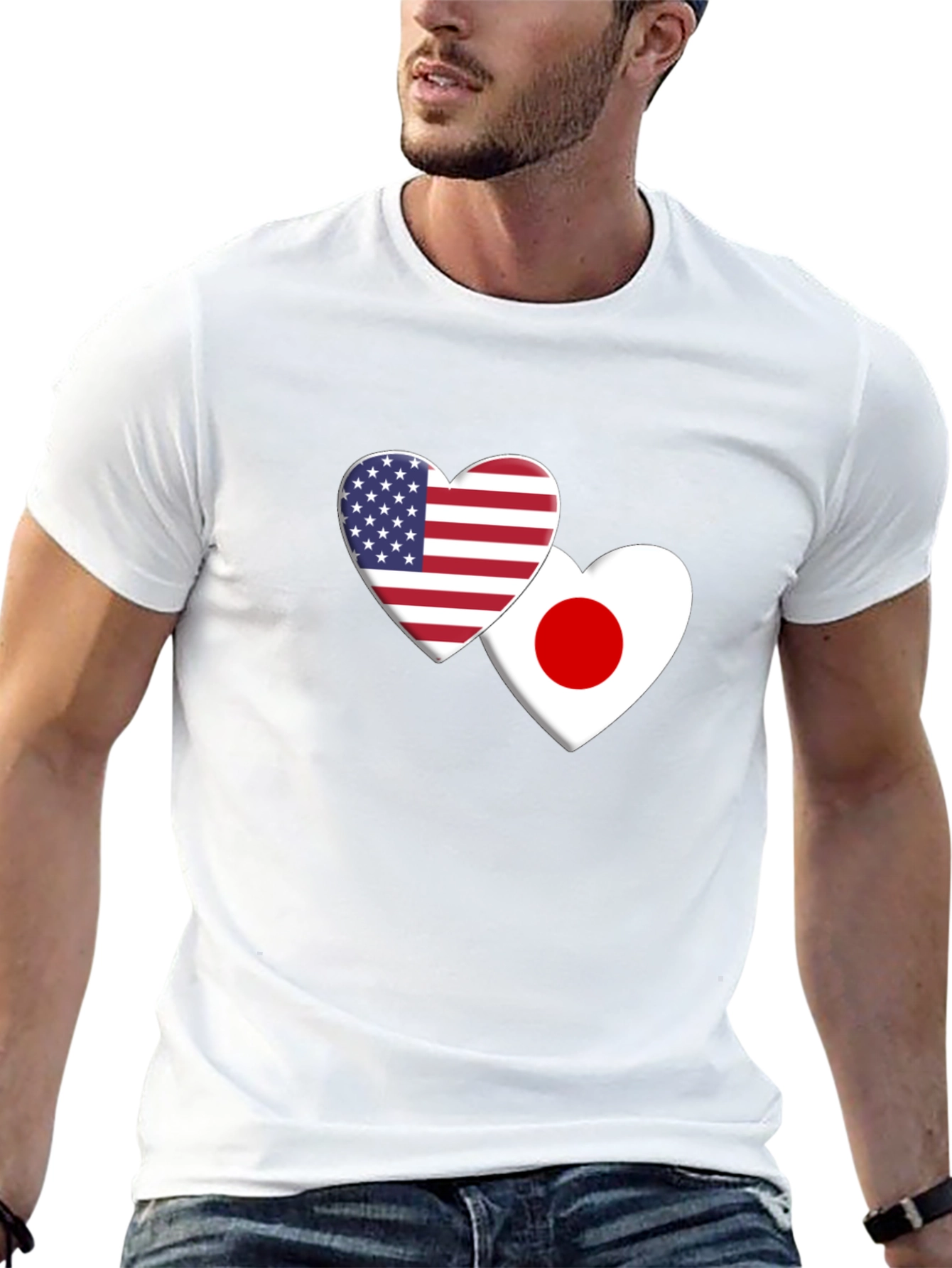 USA & Japan Heart Flag T-Shirt