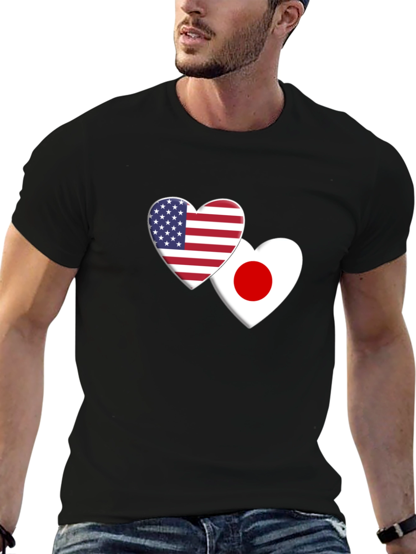 USA & Japan Heart Flag T-Shirt