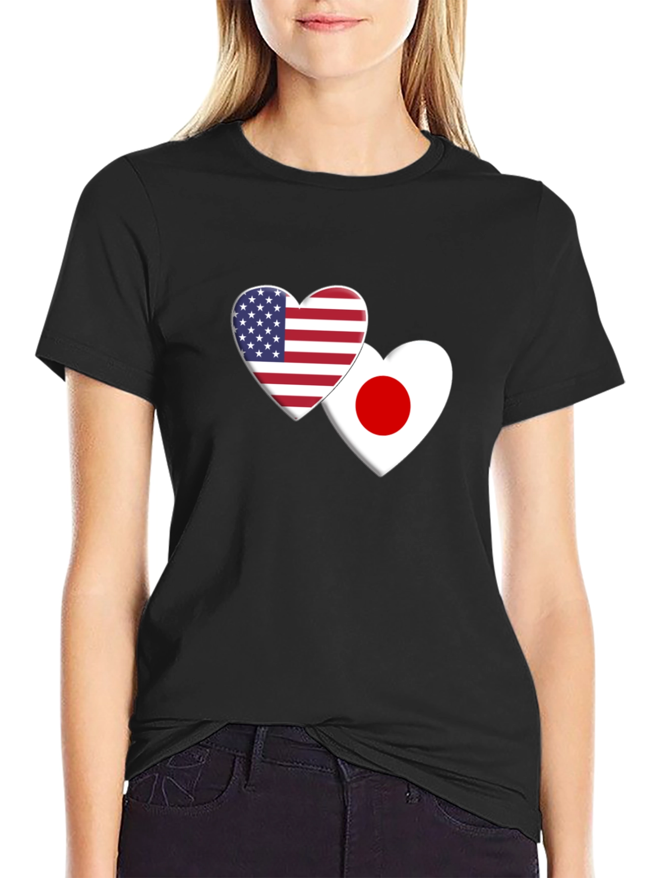 USA & Japan Heart Flag T-Shirt