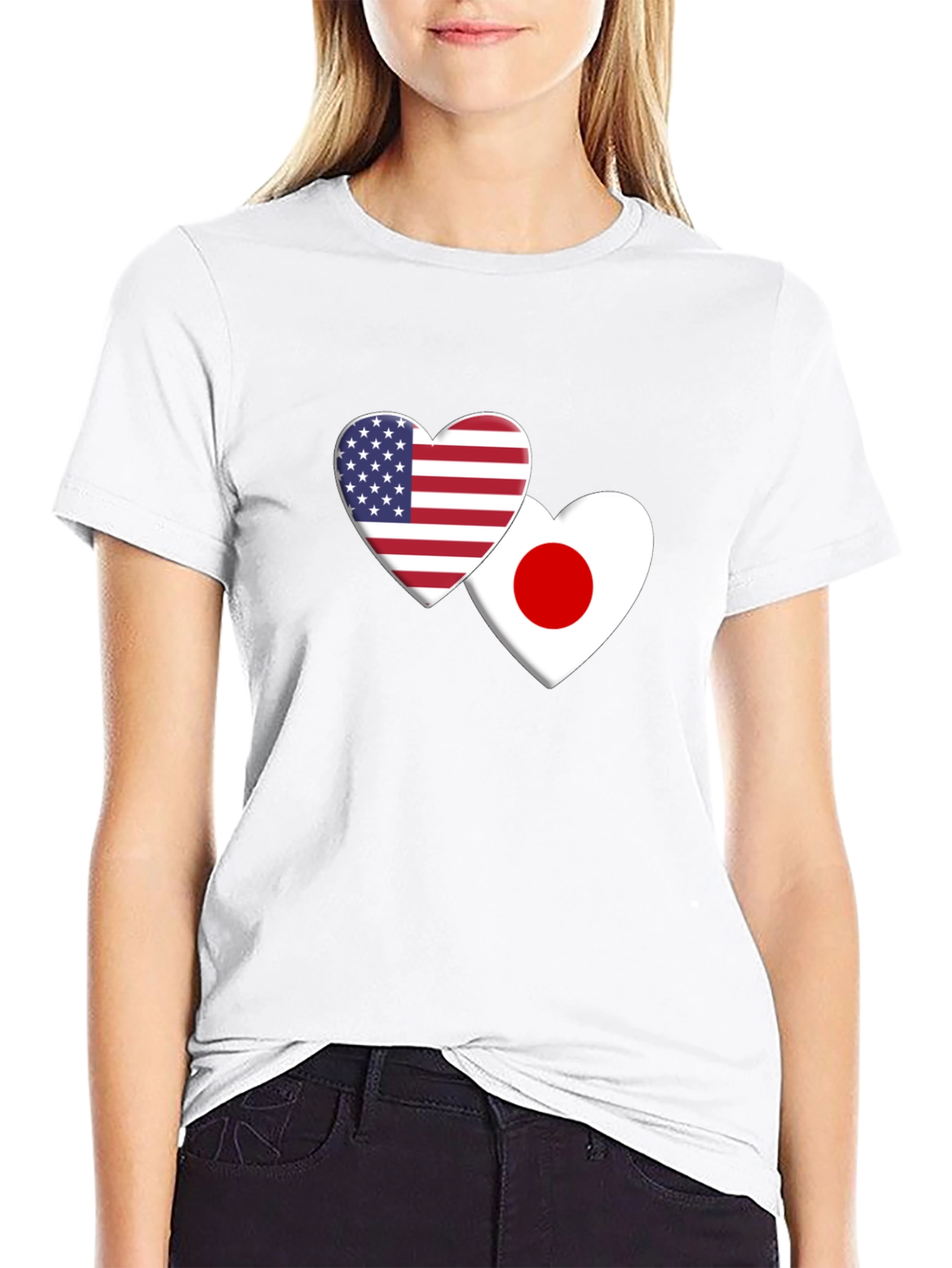 USA & Japan Heart Flag T-Shirt