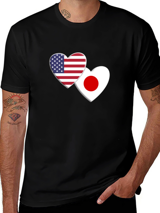 USA & Japan Heart Flag T-Shirt