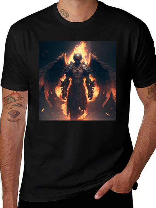 Fiery Angel Warrior Graphic Tee - Mens Black T-Shirt