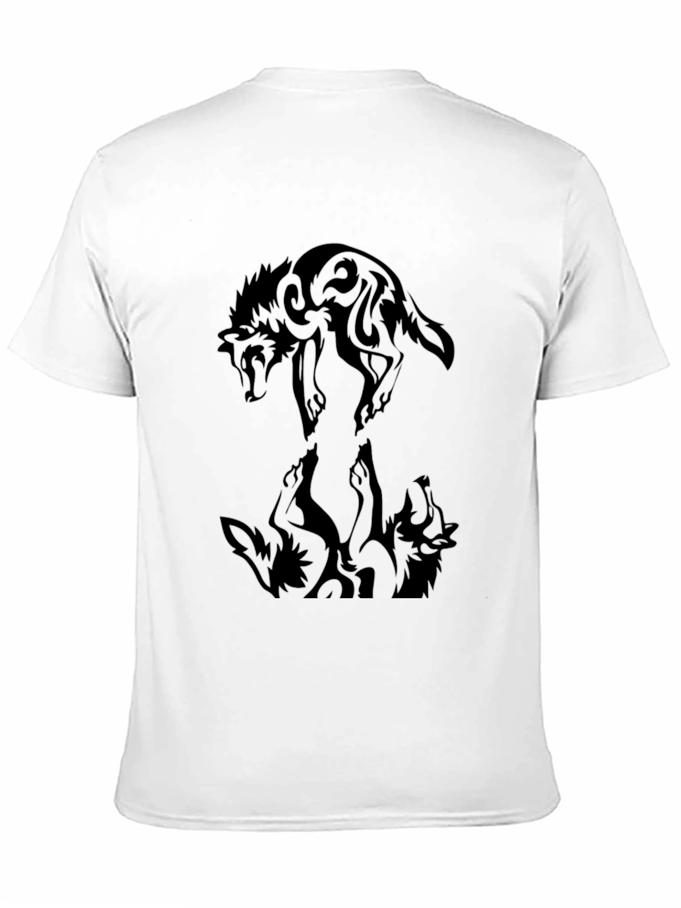 Tribal Wolf Graphic Black Tee