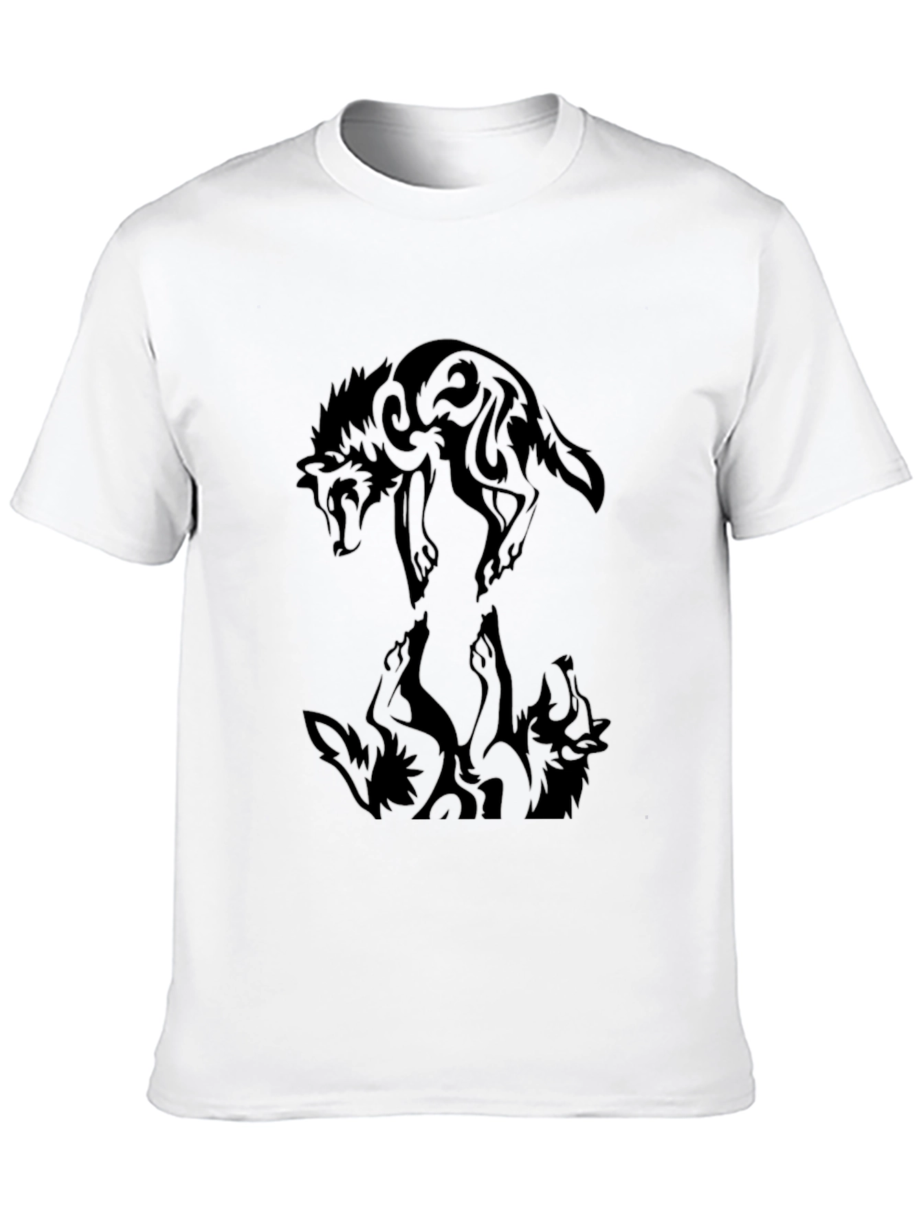 Tribal Wolf Graphic Black Tee