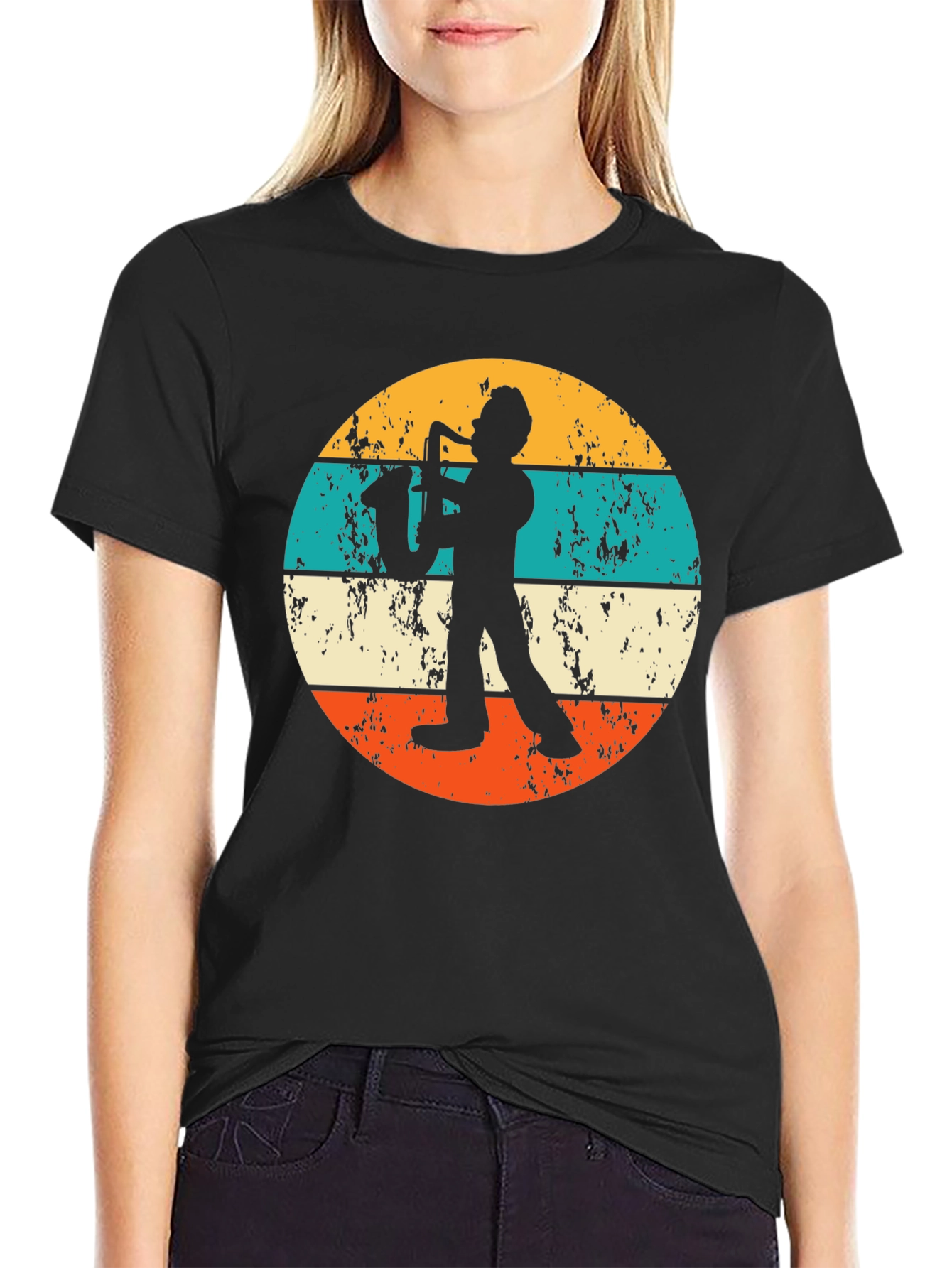 Saxophone Player Retro Style Graphic T-Shirt