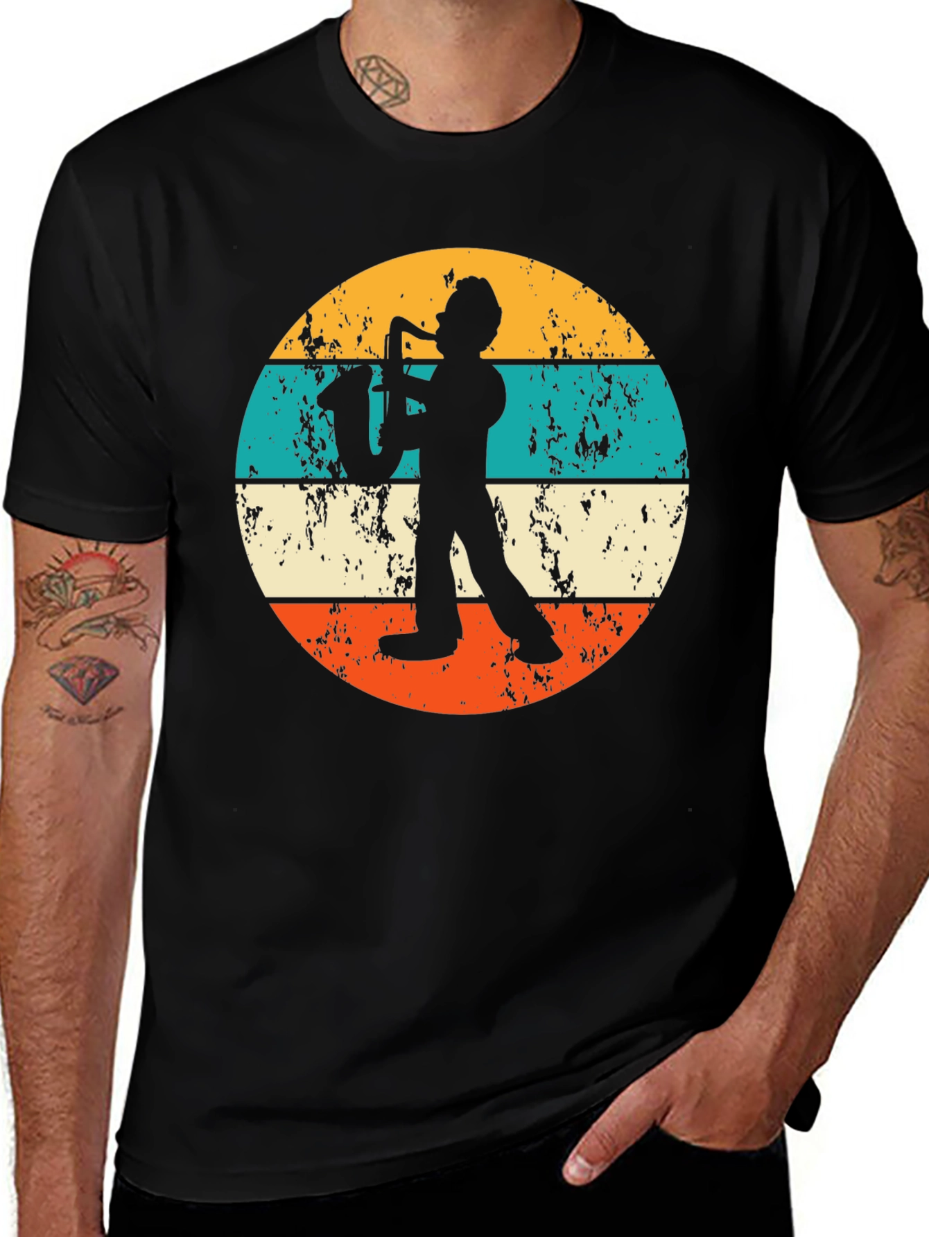 Saxophone Player Retro Style Graphic T-Shirt