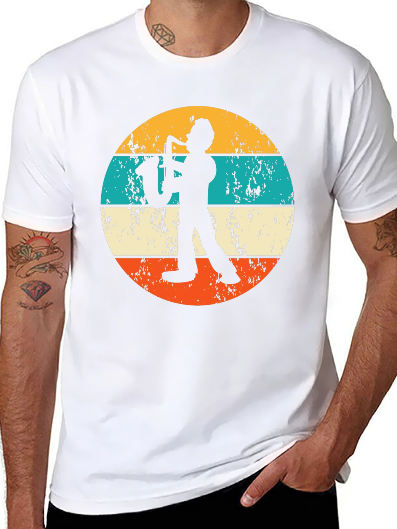 Saxophone Player Retro Style Graphic T-Shirt
