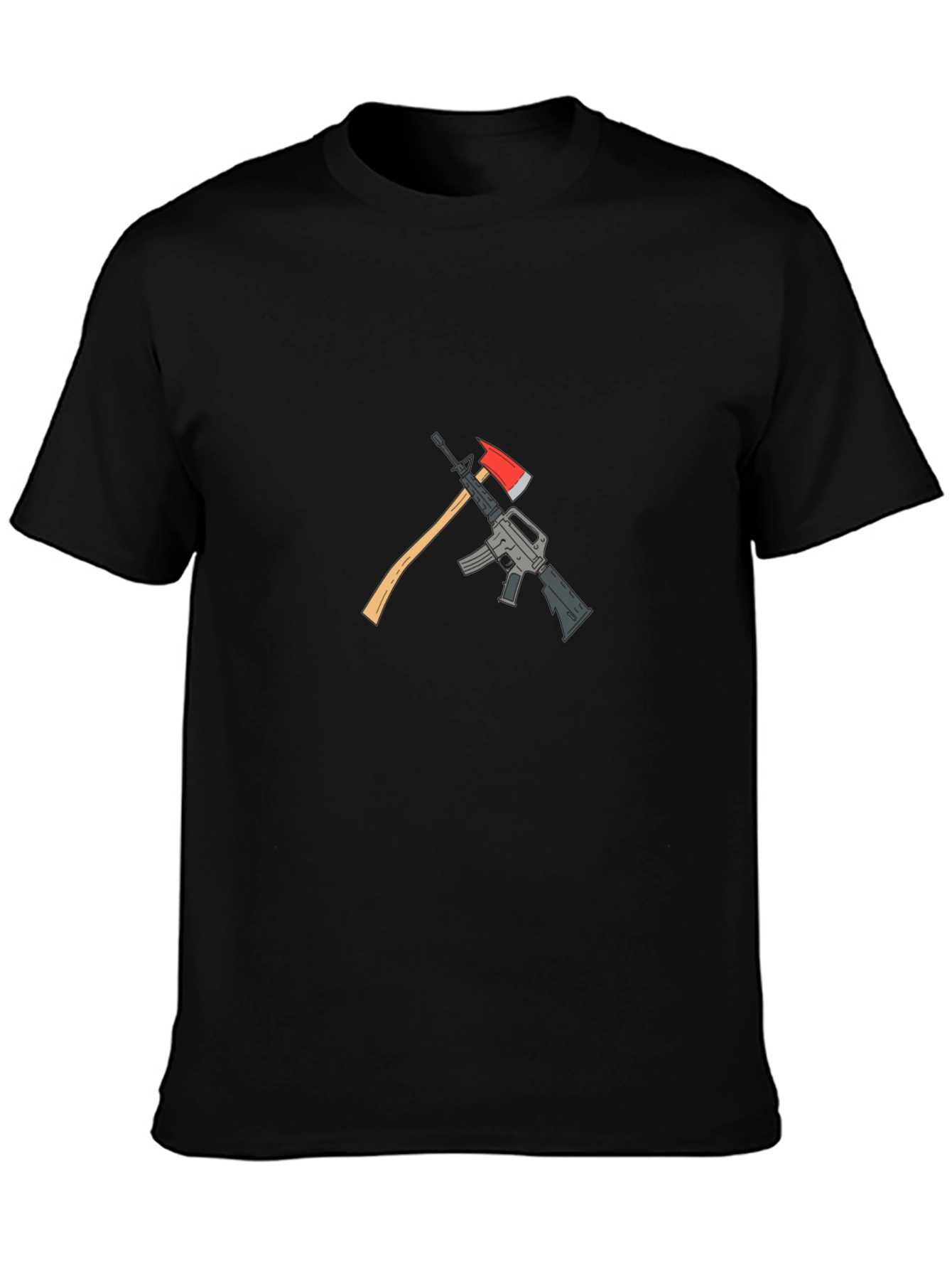 Axe and Rifle Graphic Black T-Shirt