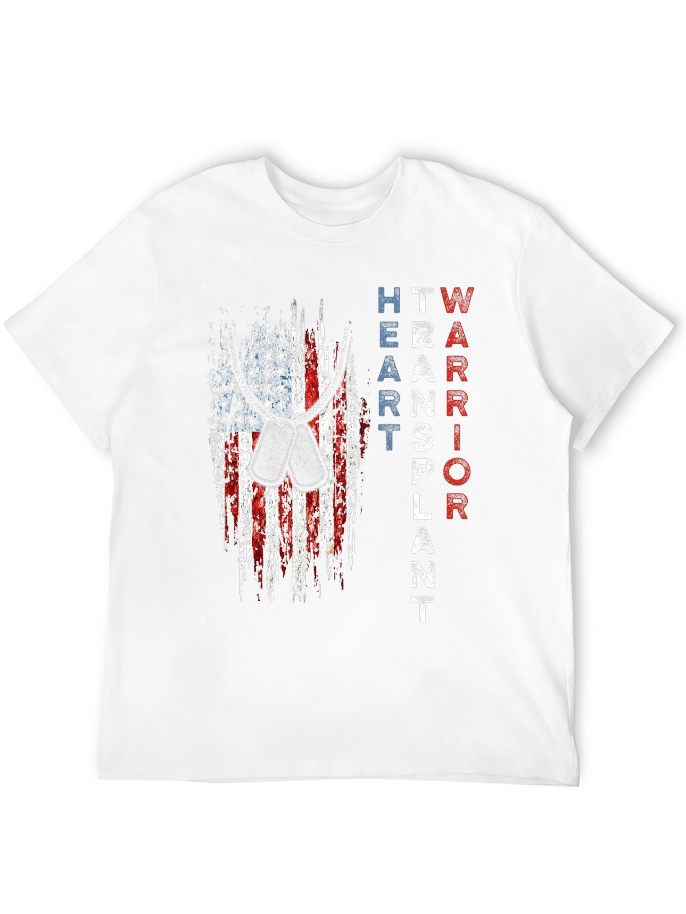Heart Transplant Warrior Patriotic USA Flag T-Shirt