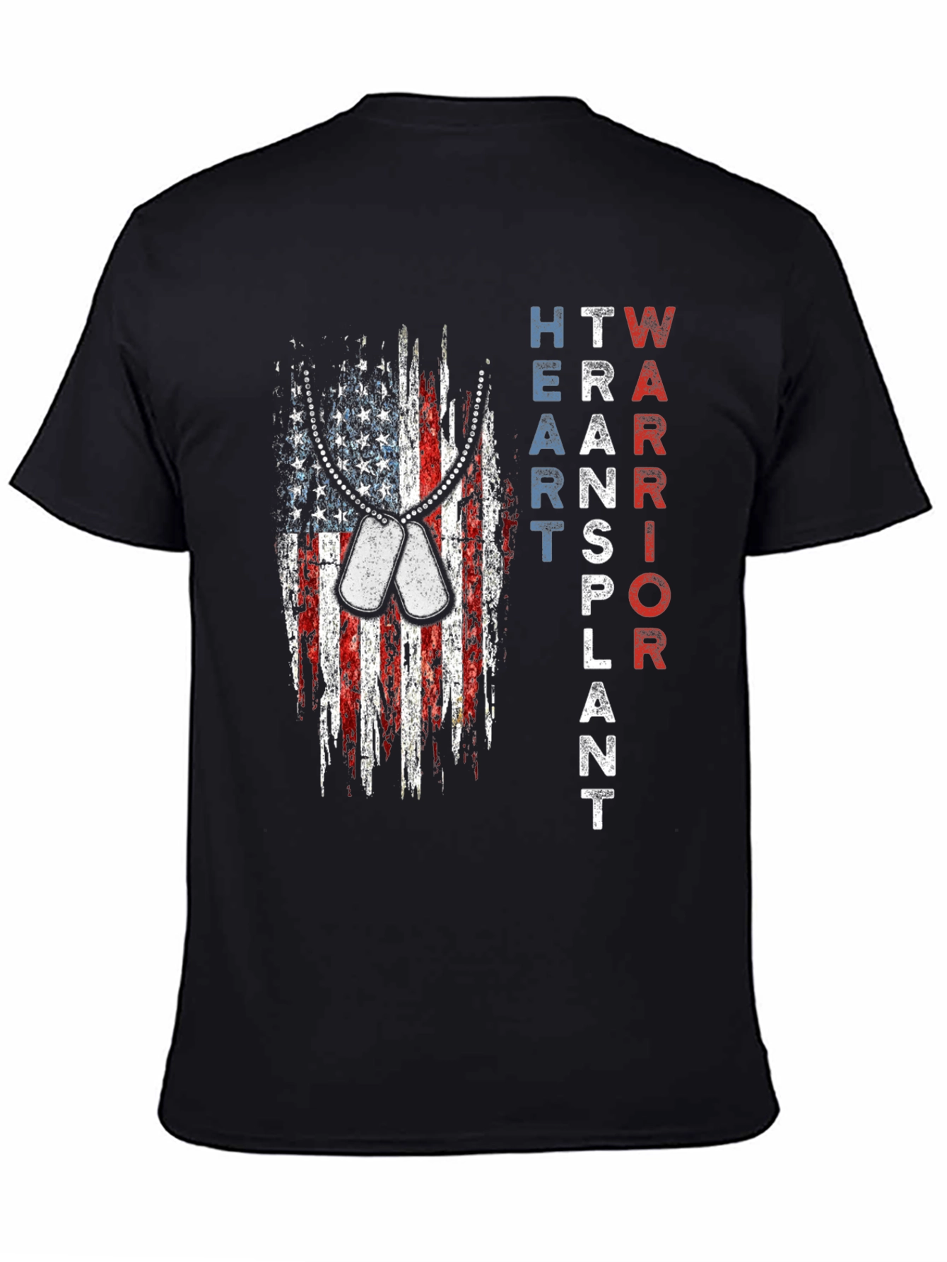 Heart Transplant Warrior Patriotic USA Flag T-Shirt