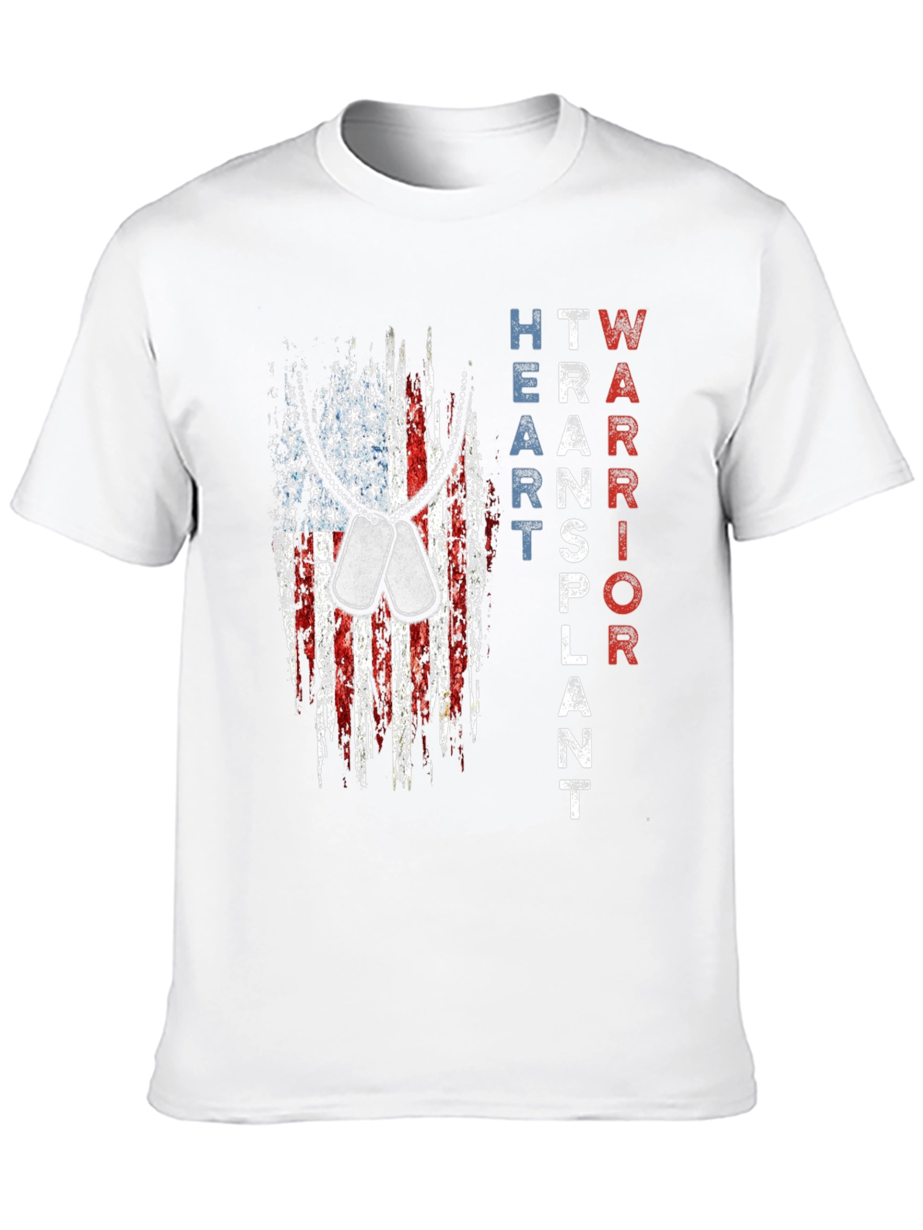 Heart Transplant Warrior Patriotic USA Flag T-Shirt