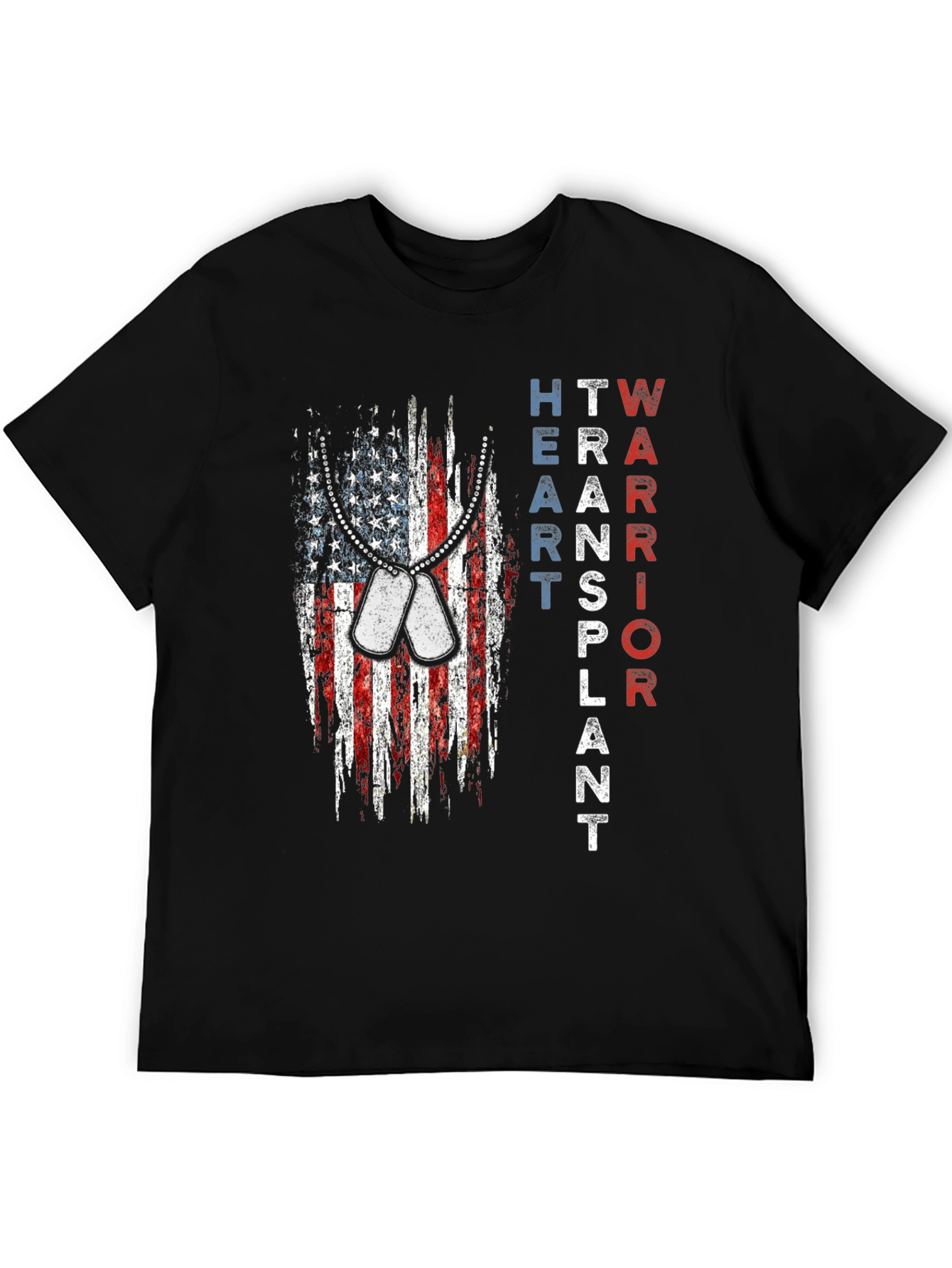 Heart Transplant Warrior Patriotic USA Flag T-Shirt