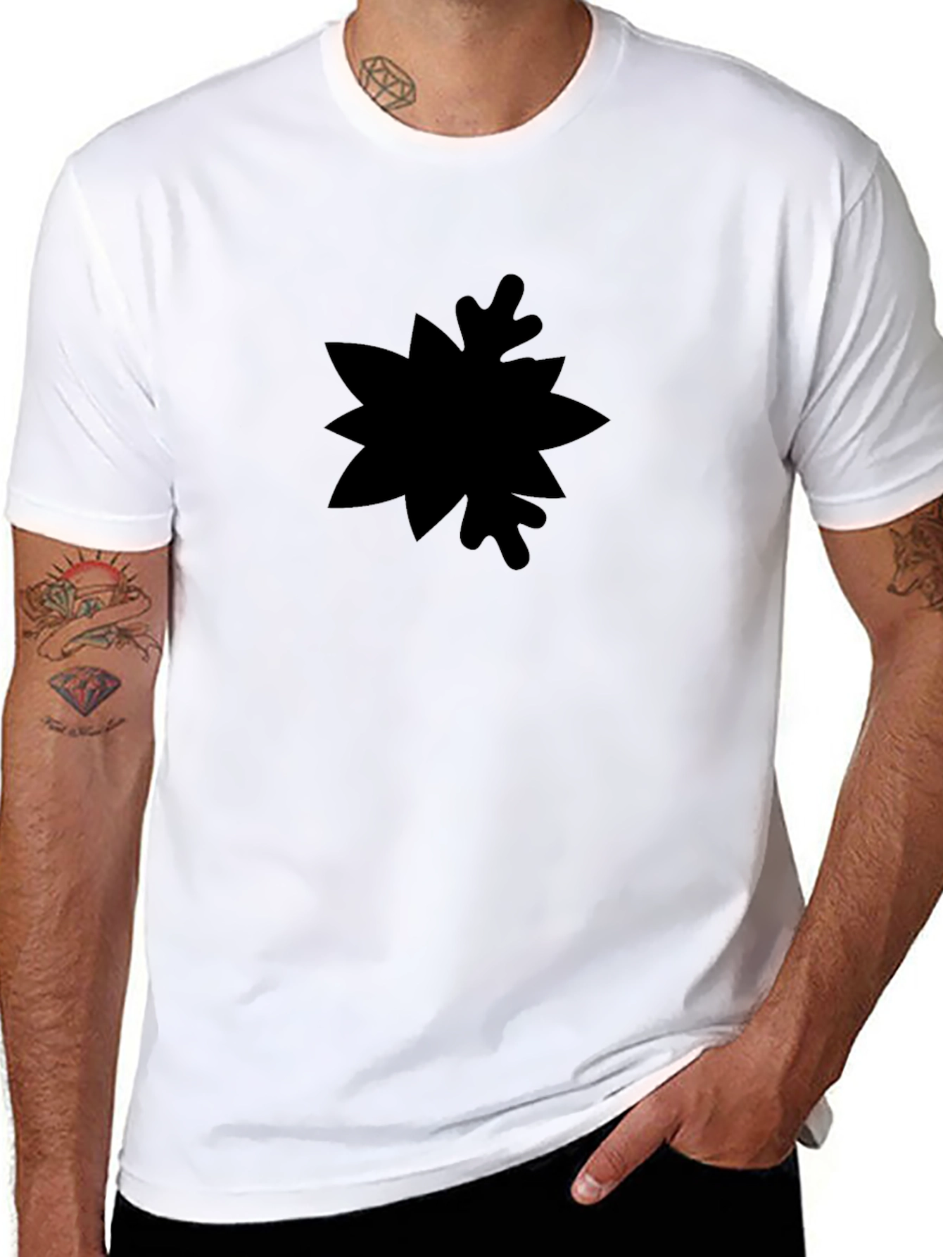 Mens Black Graphic Tee - Abstract Design