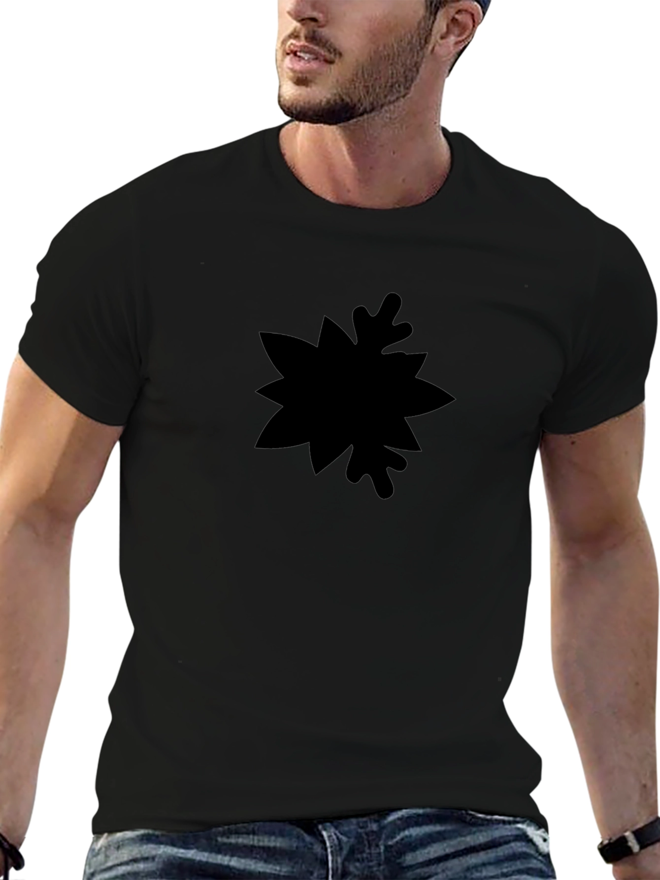 Mens Black Graphic Tee - Abstract Design
