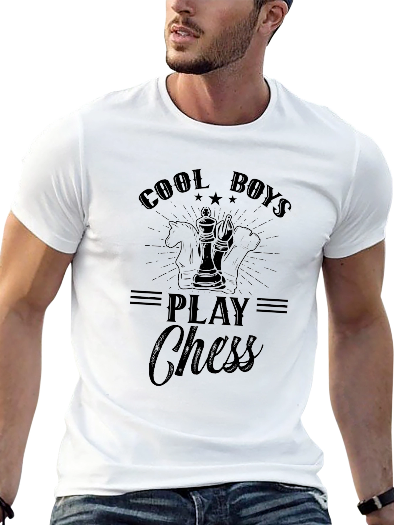 Cool Boys Play Chess Black T-Shirt