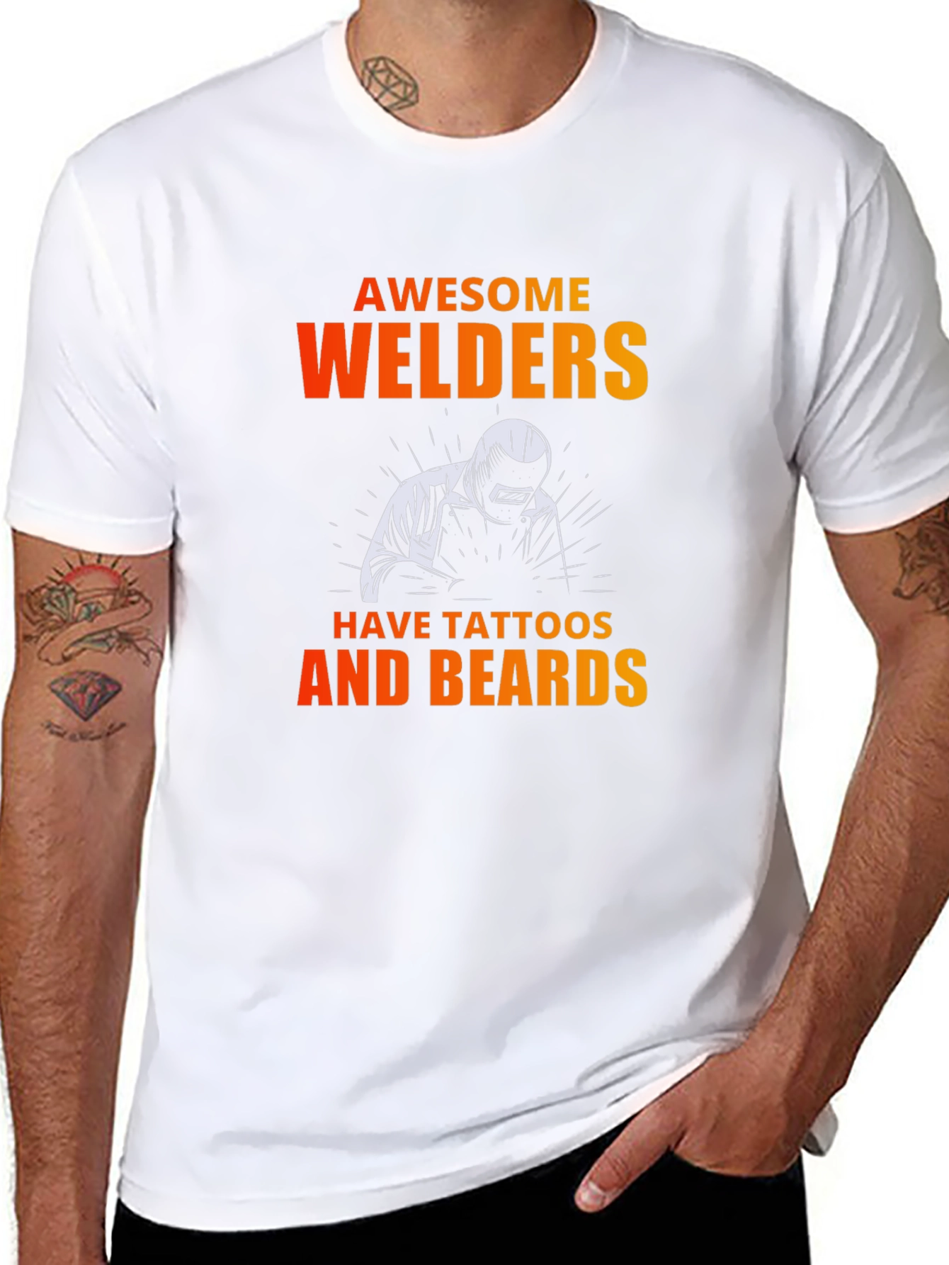 Awesome Welders T-Shirt - Tattoos & Beards