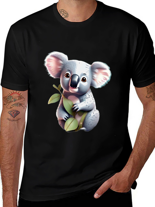 Cute Koala Bear Graphic T-Shirt - Black