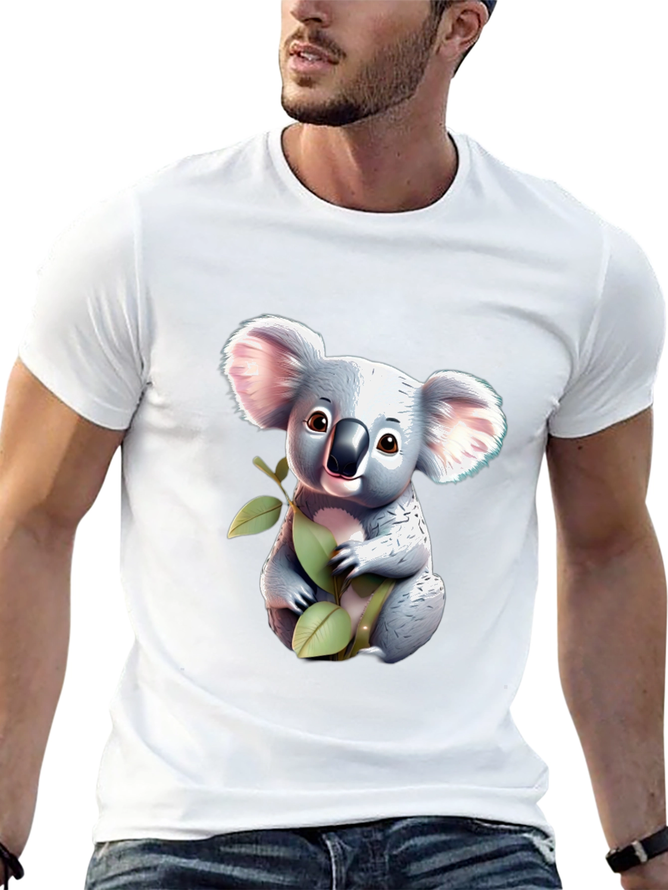 Cute Koala Bear Graphic T-Shirt - Black