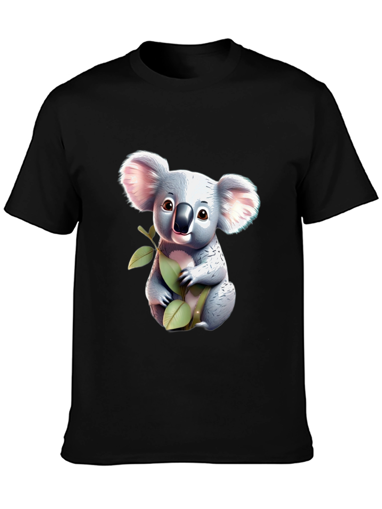 Cute Koala Bear Graphic T-Shirt - Black