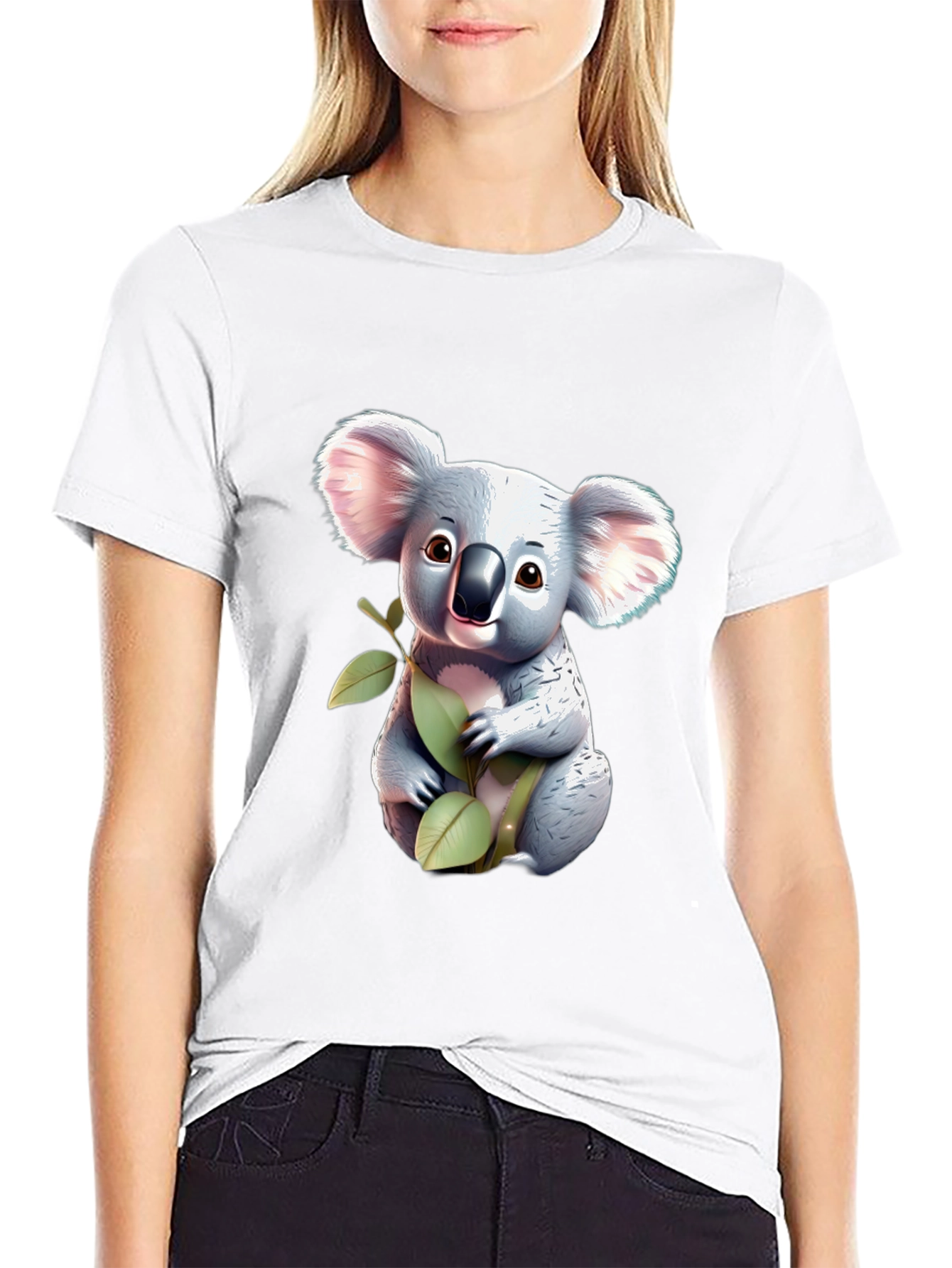 Cute Koala Bear Graphic T-Shirt - Black