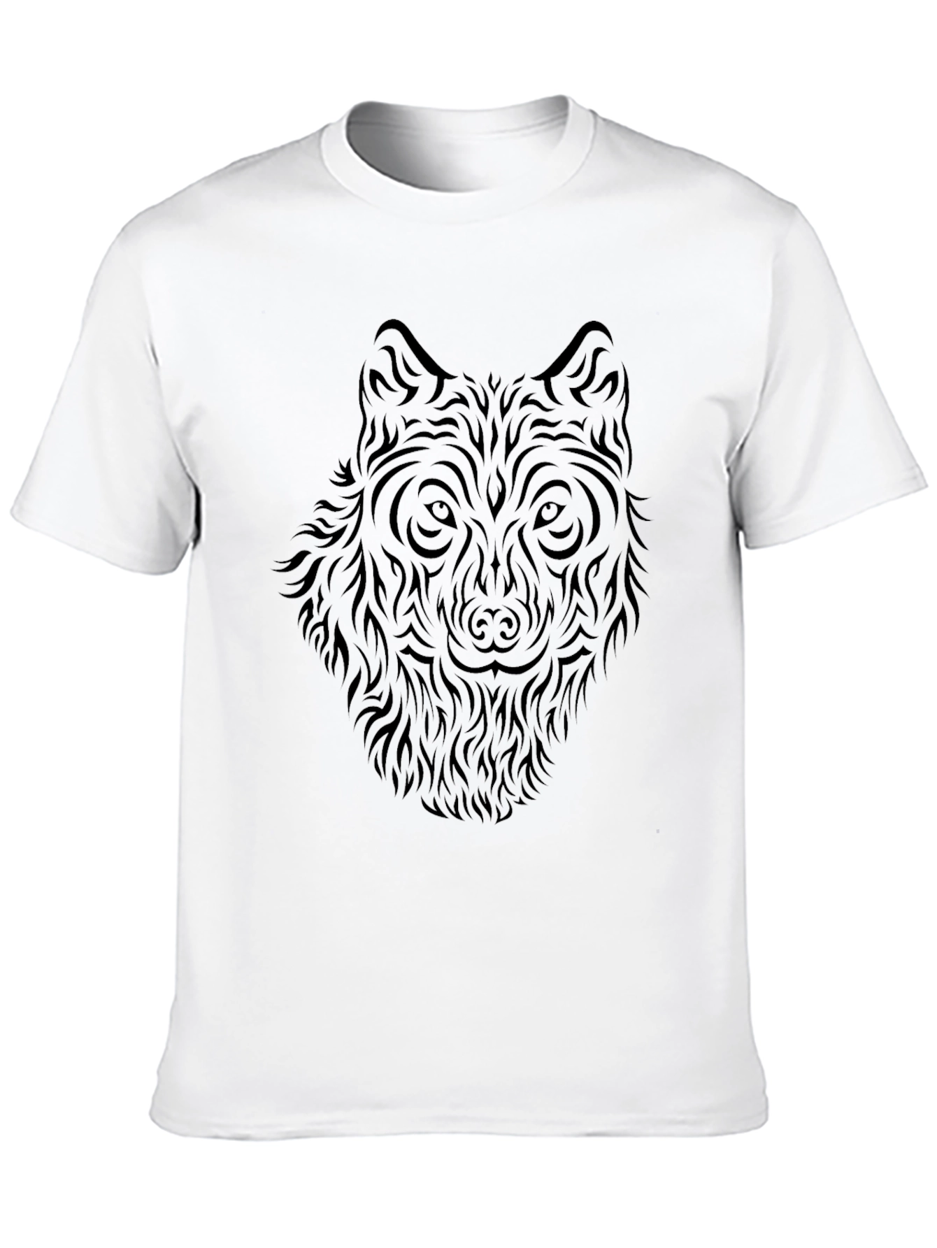 Wolf Tribal Graphic Print Black T-Shirt