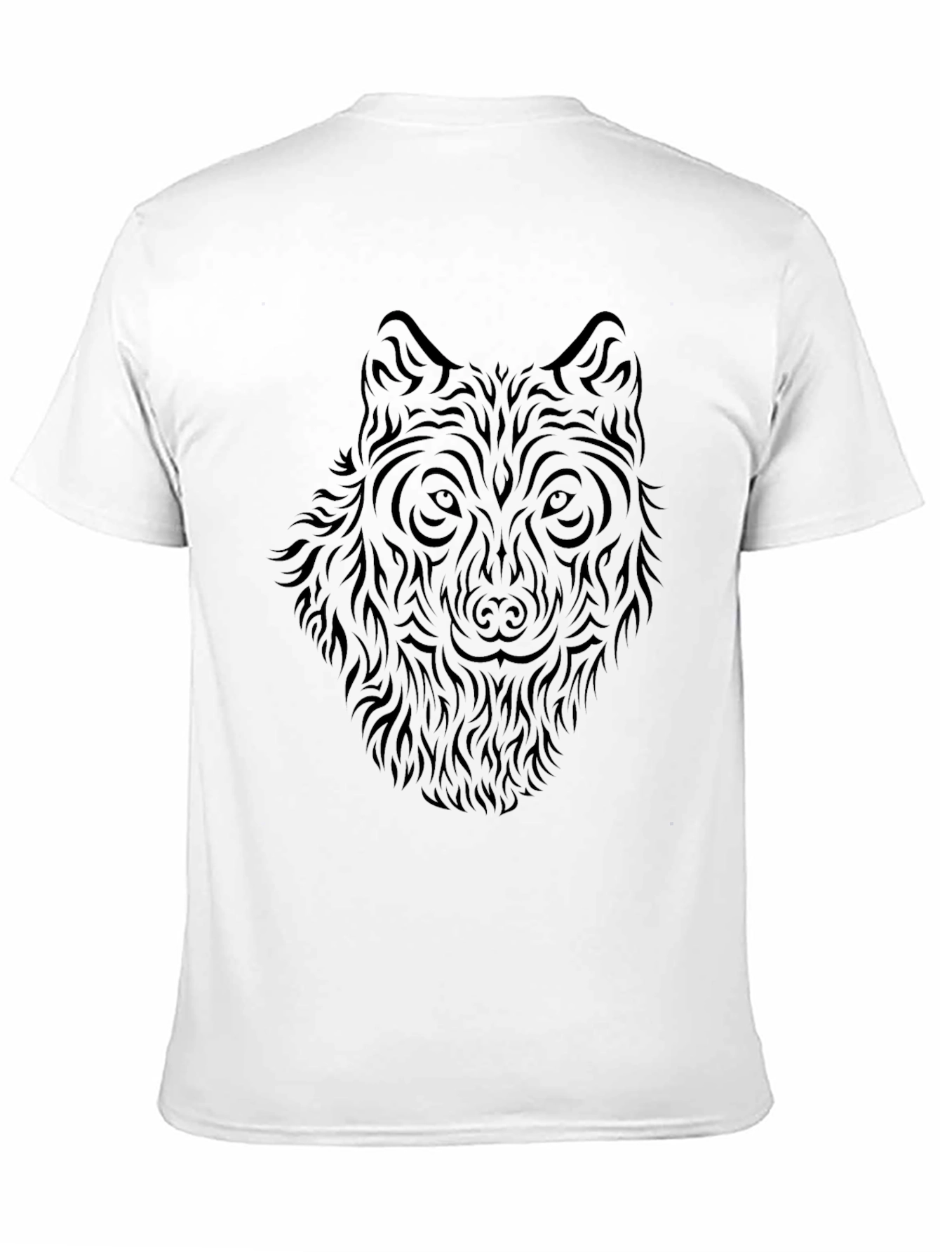 Wolf Tribal Graphic Print Black T-Shirt