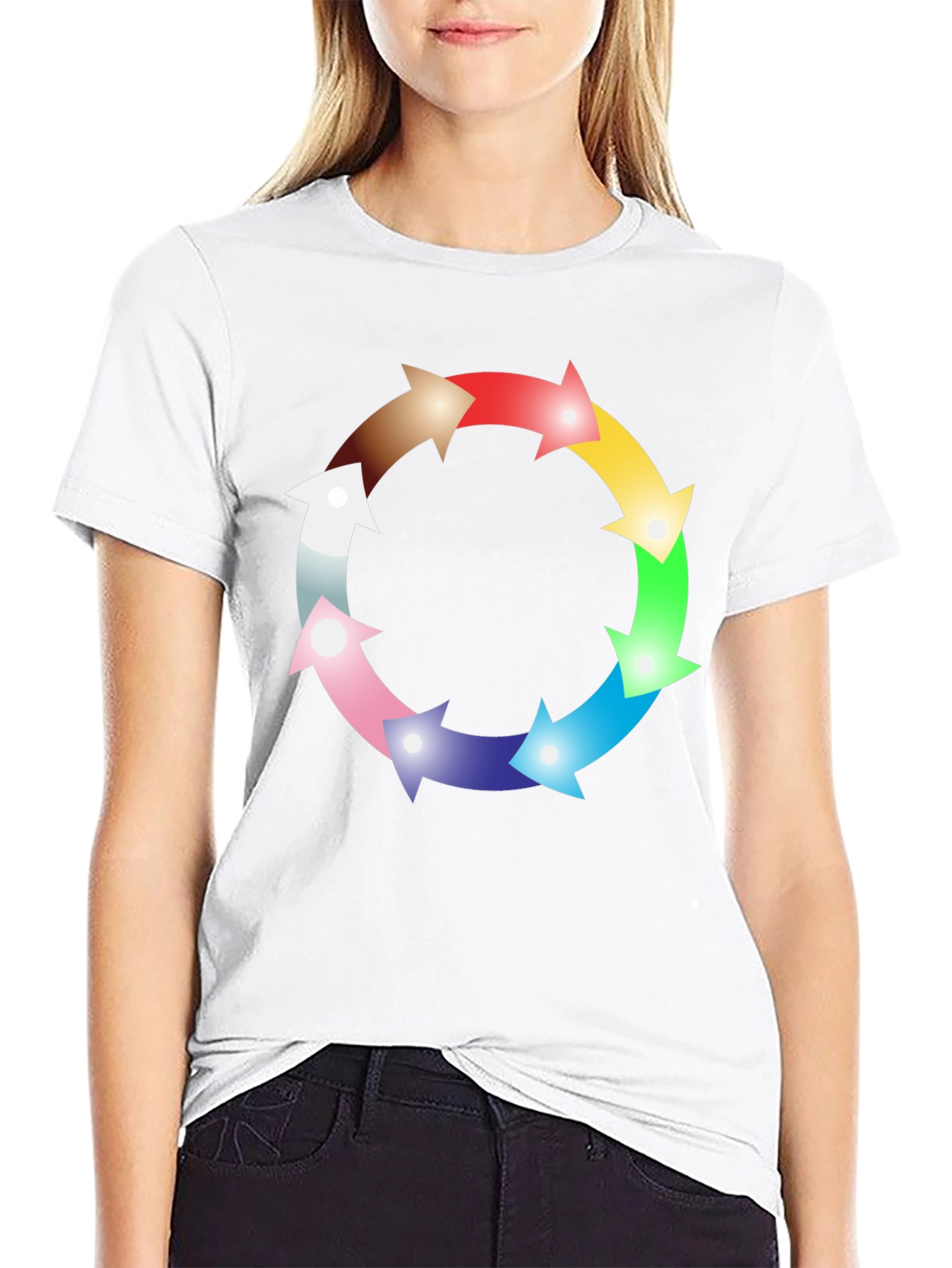 Rainbow Arrow Circle Graphic Black Tee