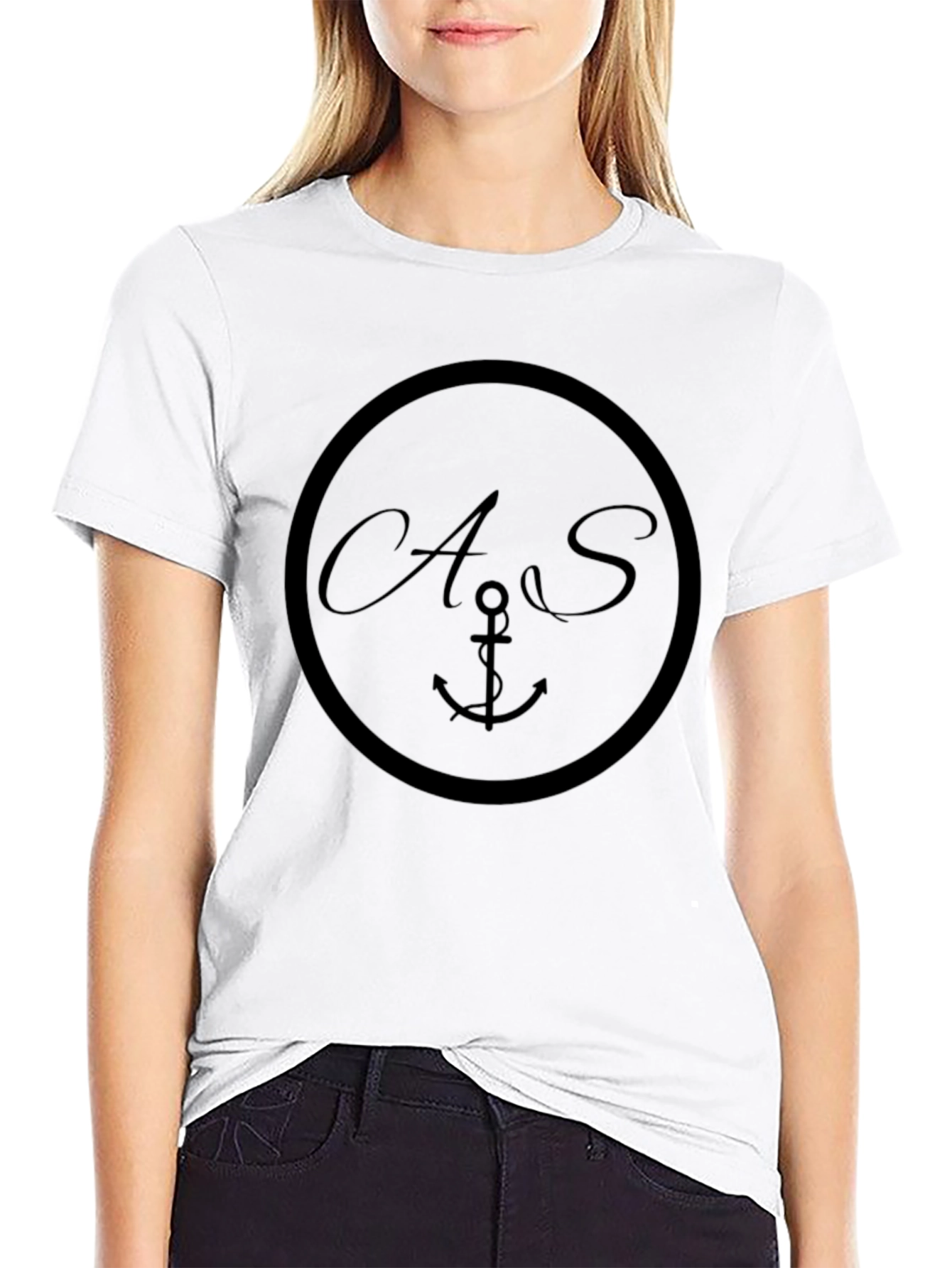 Nautical Anchor Circle Graphic Tee - Black