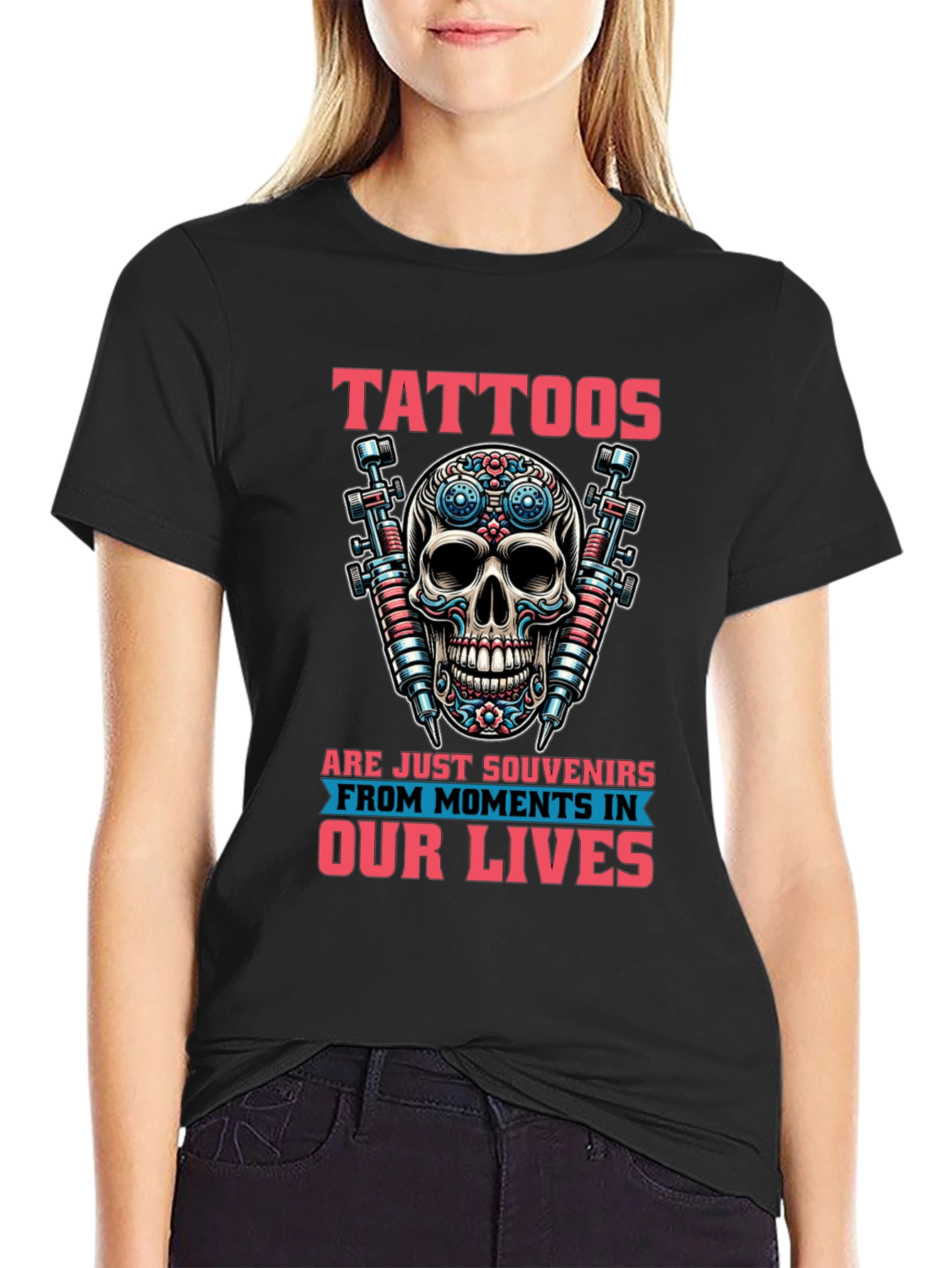 Tattoos Skull Graphic Black T-Shirt