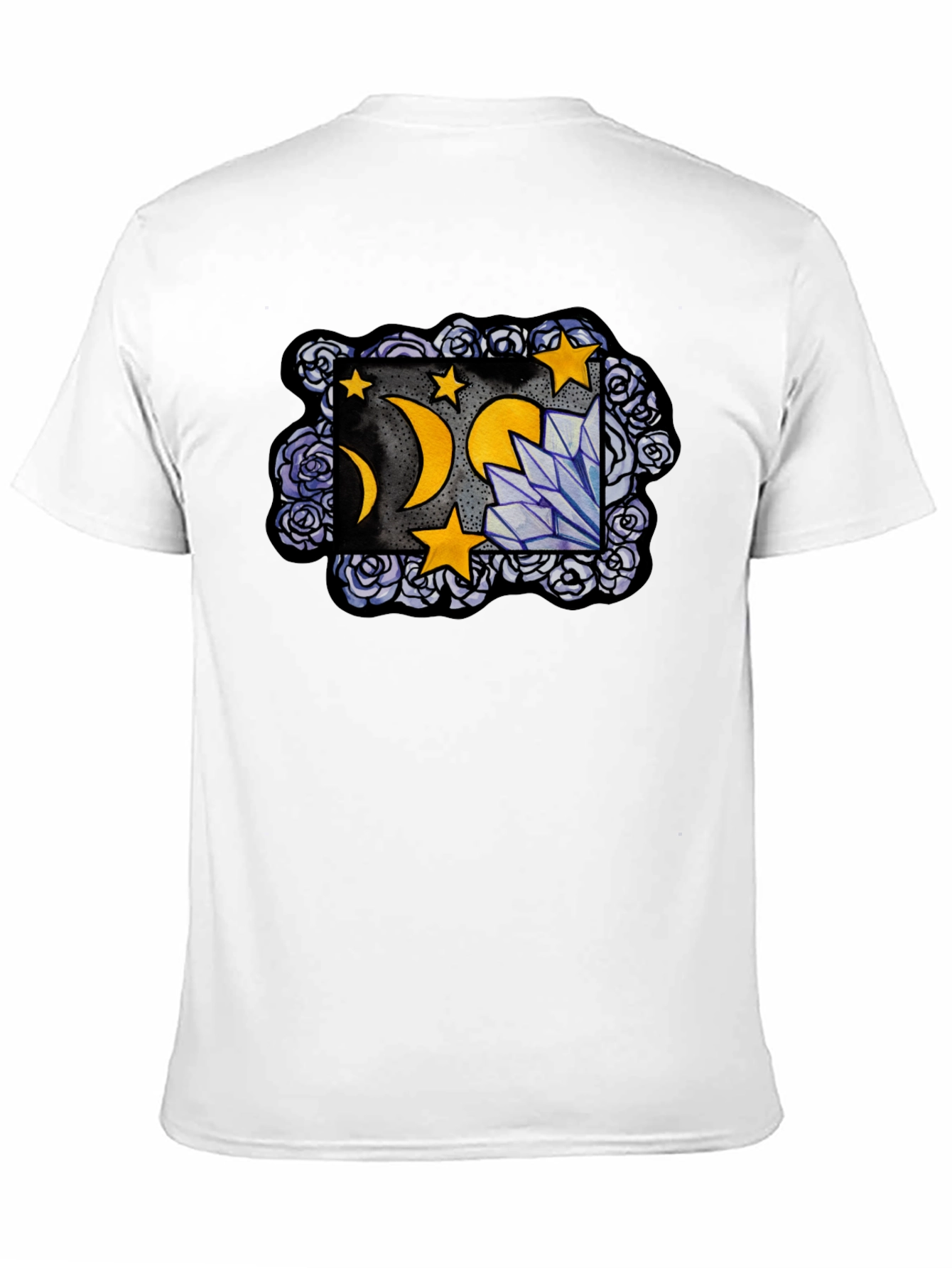 Mystic Moon & Crystal Graphic T-Shirt - Black