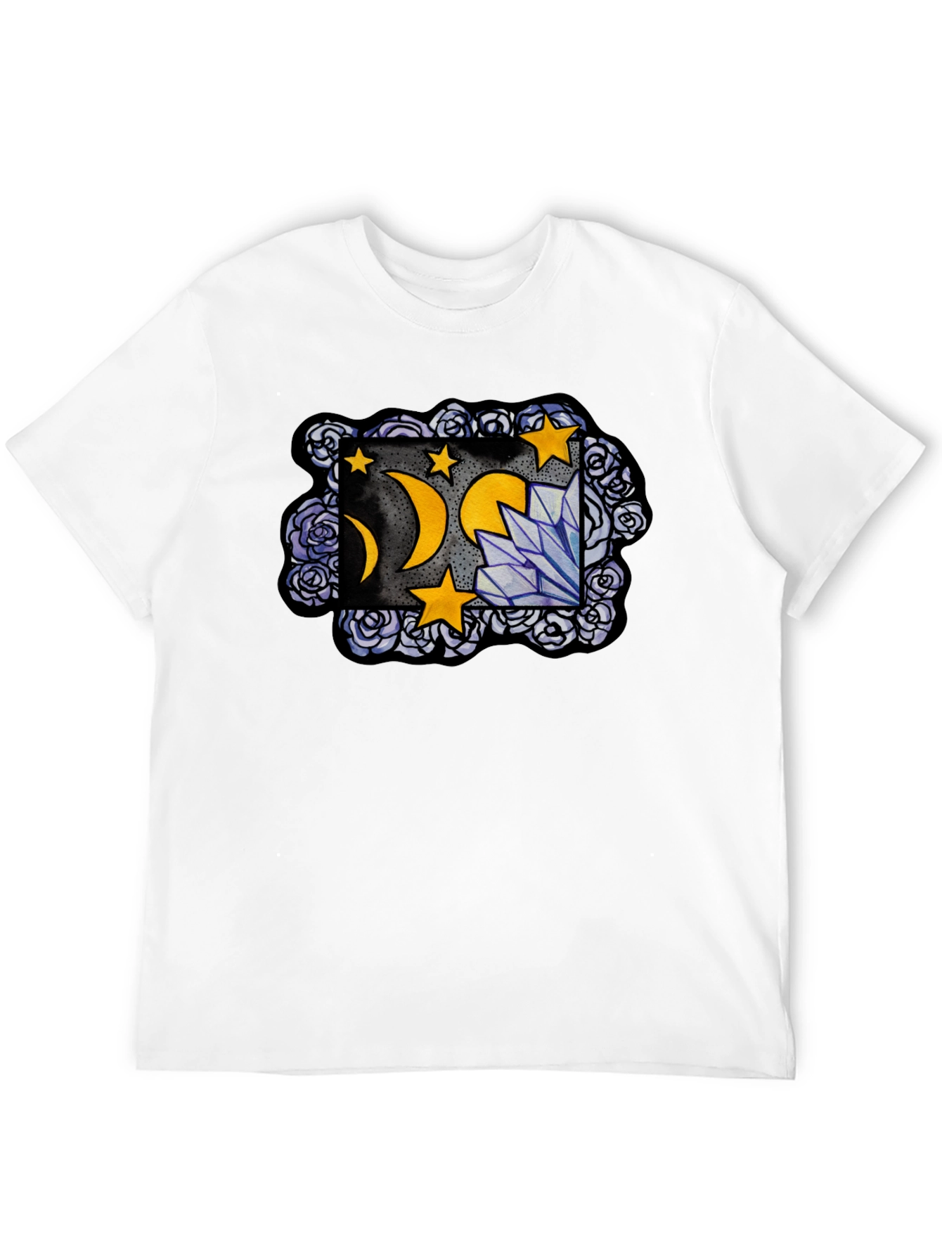 Mystic Moon & Crystal Graphic T-Shirt - Black