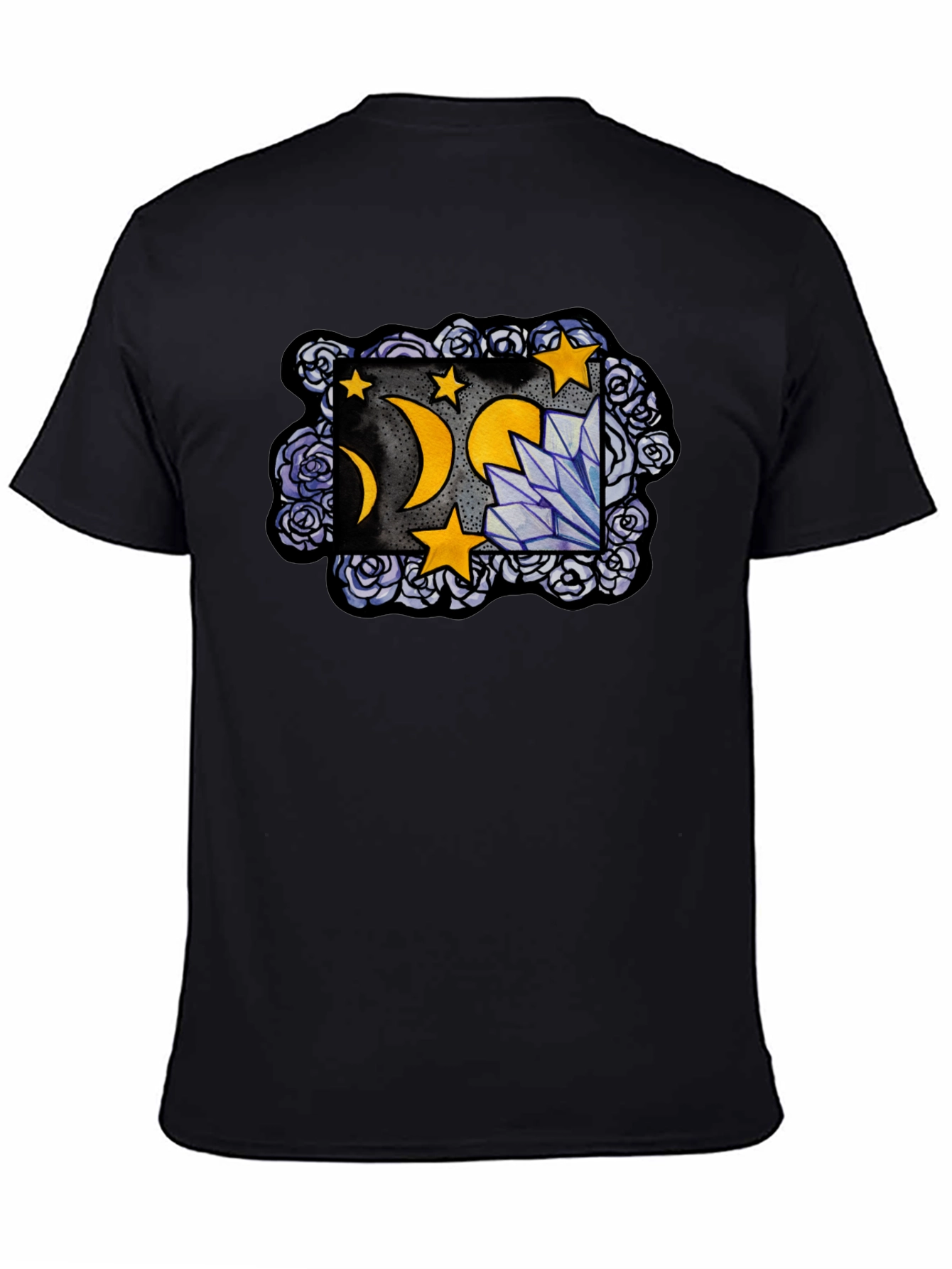 Mystic Moon & Crystal Graphic T-Shirt - Black