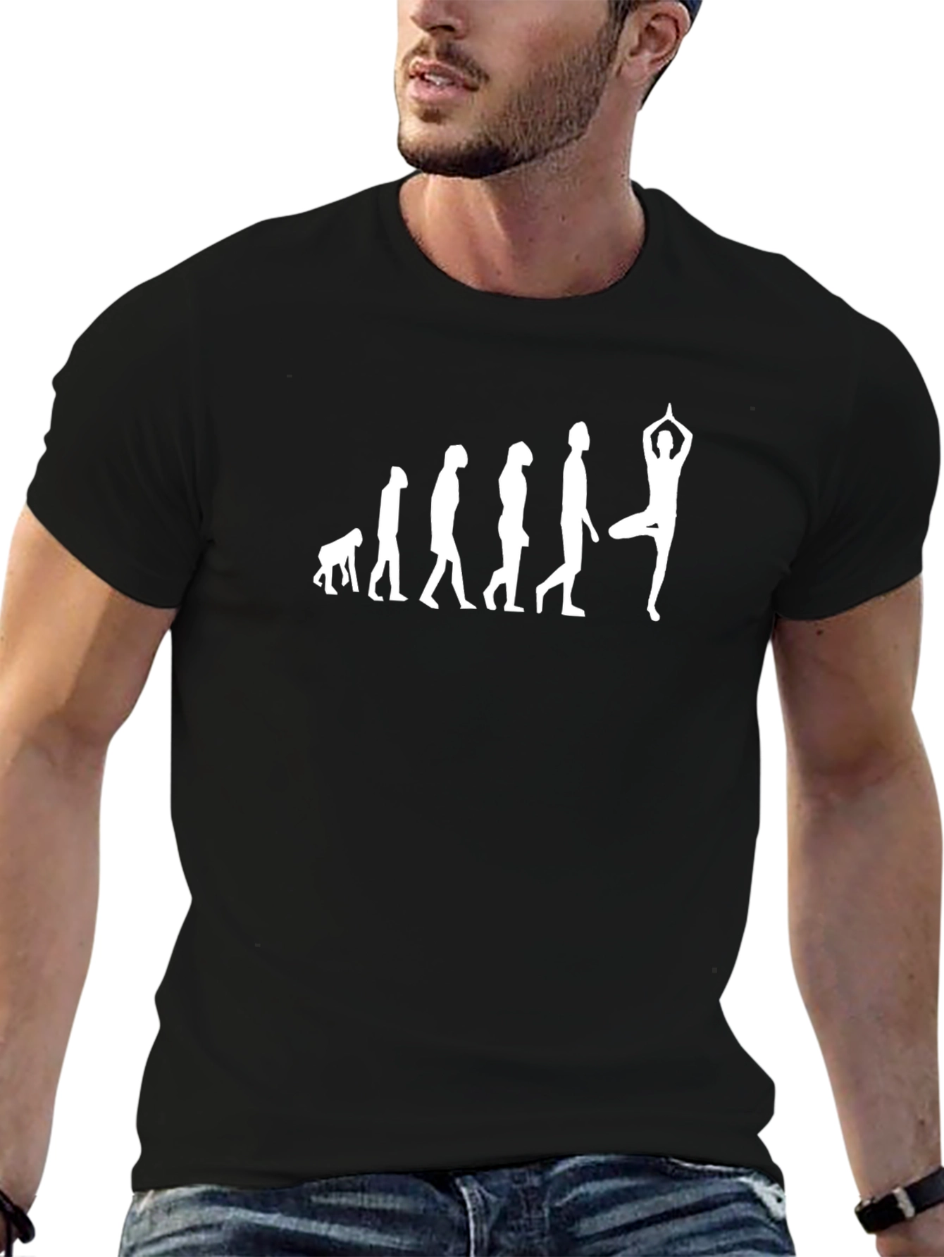 Yoga Evolution Graphic Tee - Black Cotton