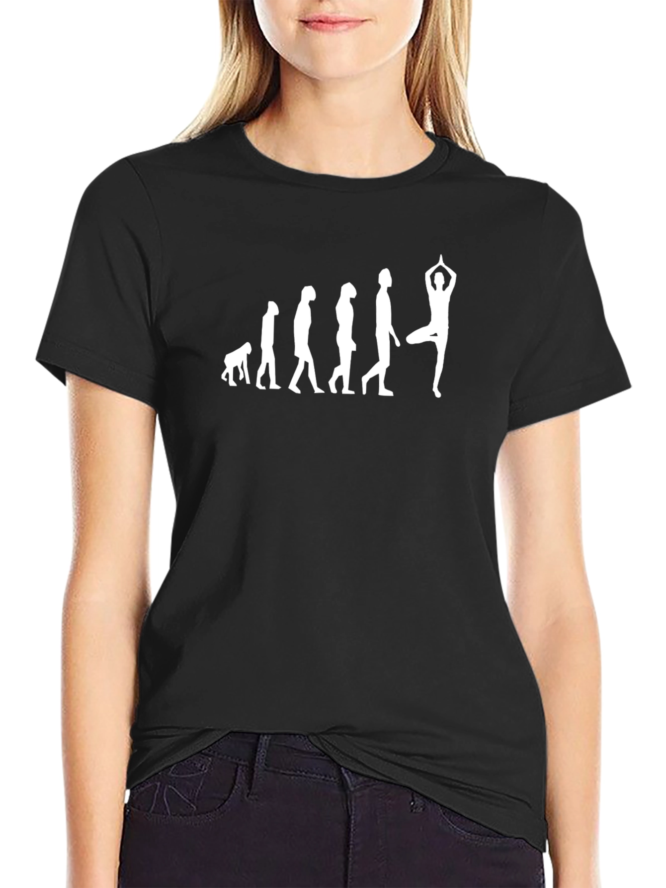 Yoga Evolution Graphic Tee - Black Cotton