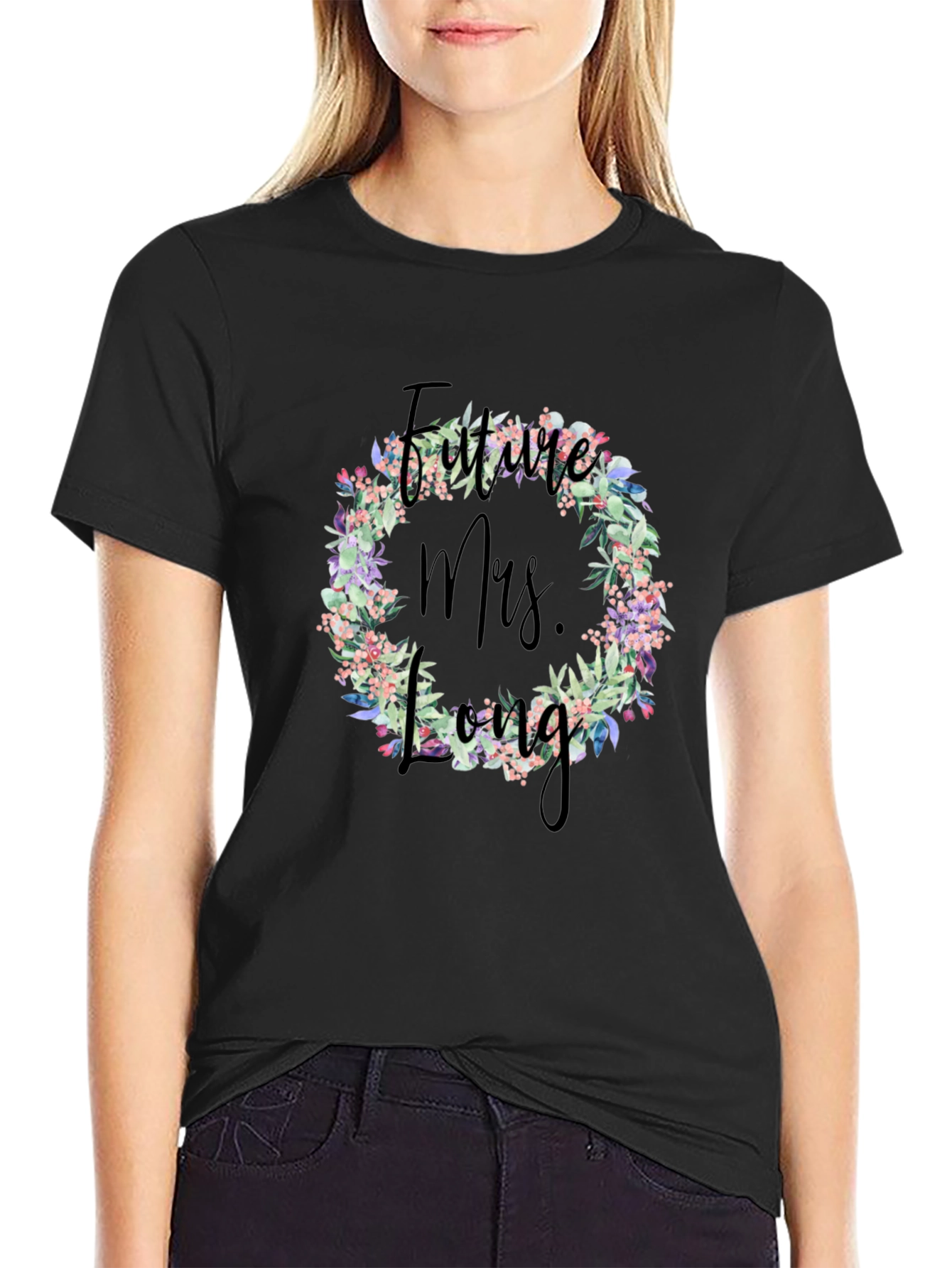 Future Mrs. Long Floral Wreath T-Shirt